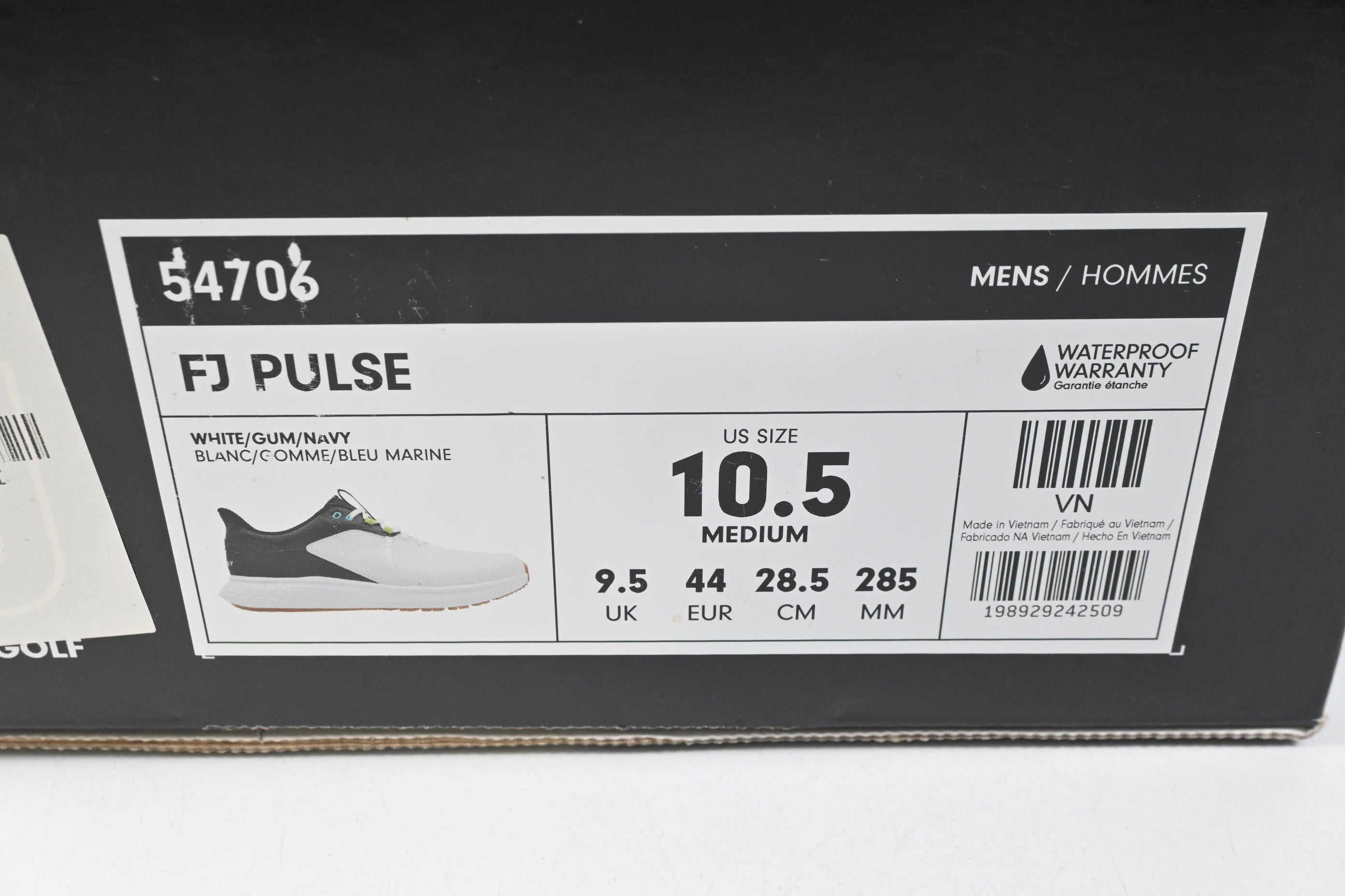 FootJoy Pulse Golf Shoes / Size UK 9.5 / White, Gum & Navy
