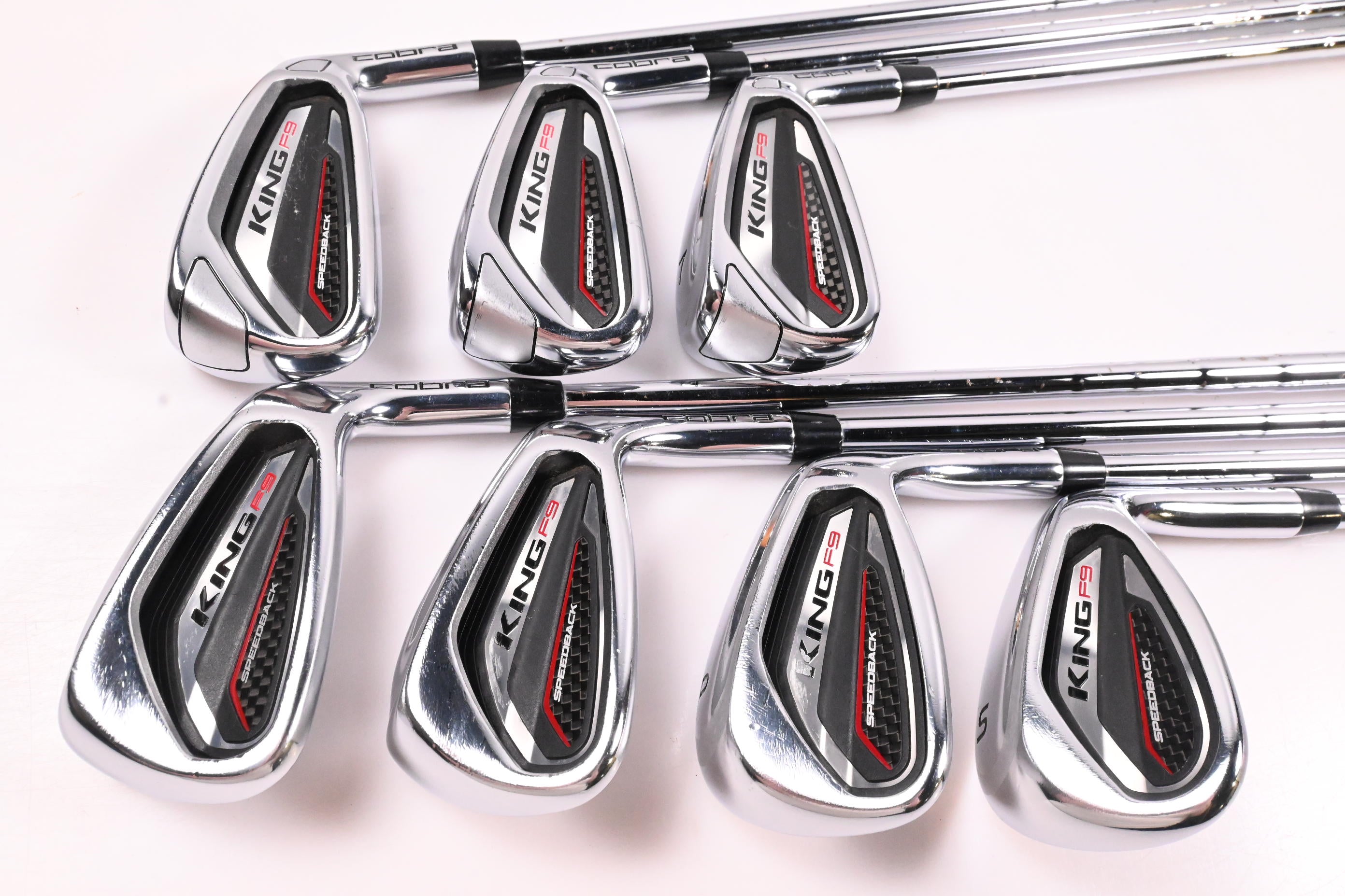 Cobra King F9 Irons / 5-PW+SW / Stiff Flex KBS Tour-V 90 Shafts