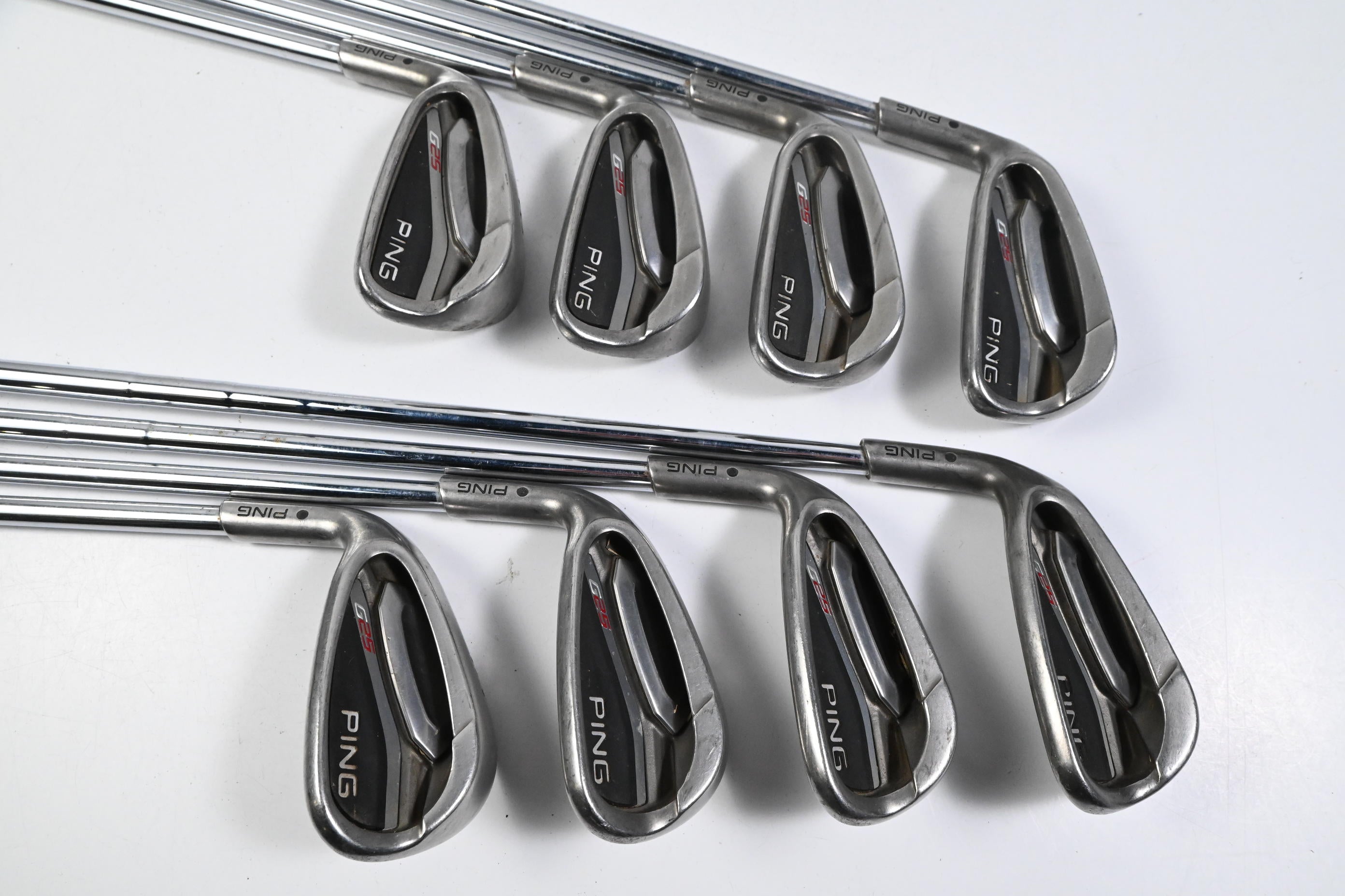 Left Hand Ping G25 Irons / 5-PW+GW+SW / Black Dot / Regular Flex Ping CFS Shafts