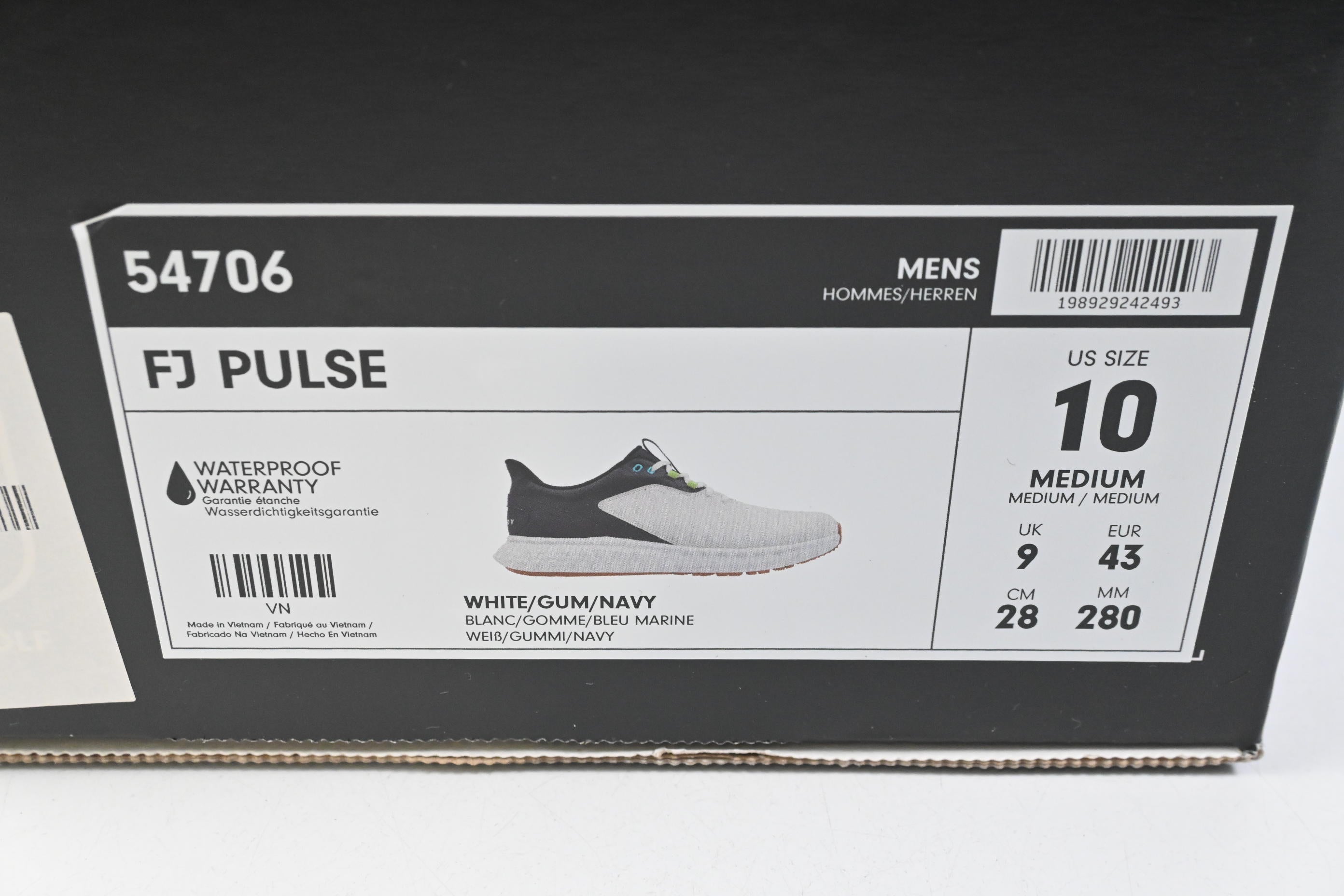 FootJoy Pulse Golf Shoes / Size UK 9 / White, Gum & Navy