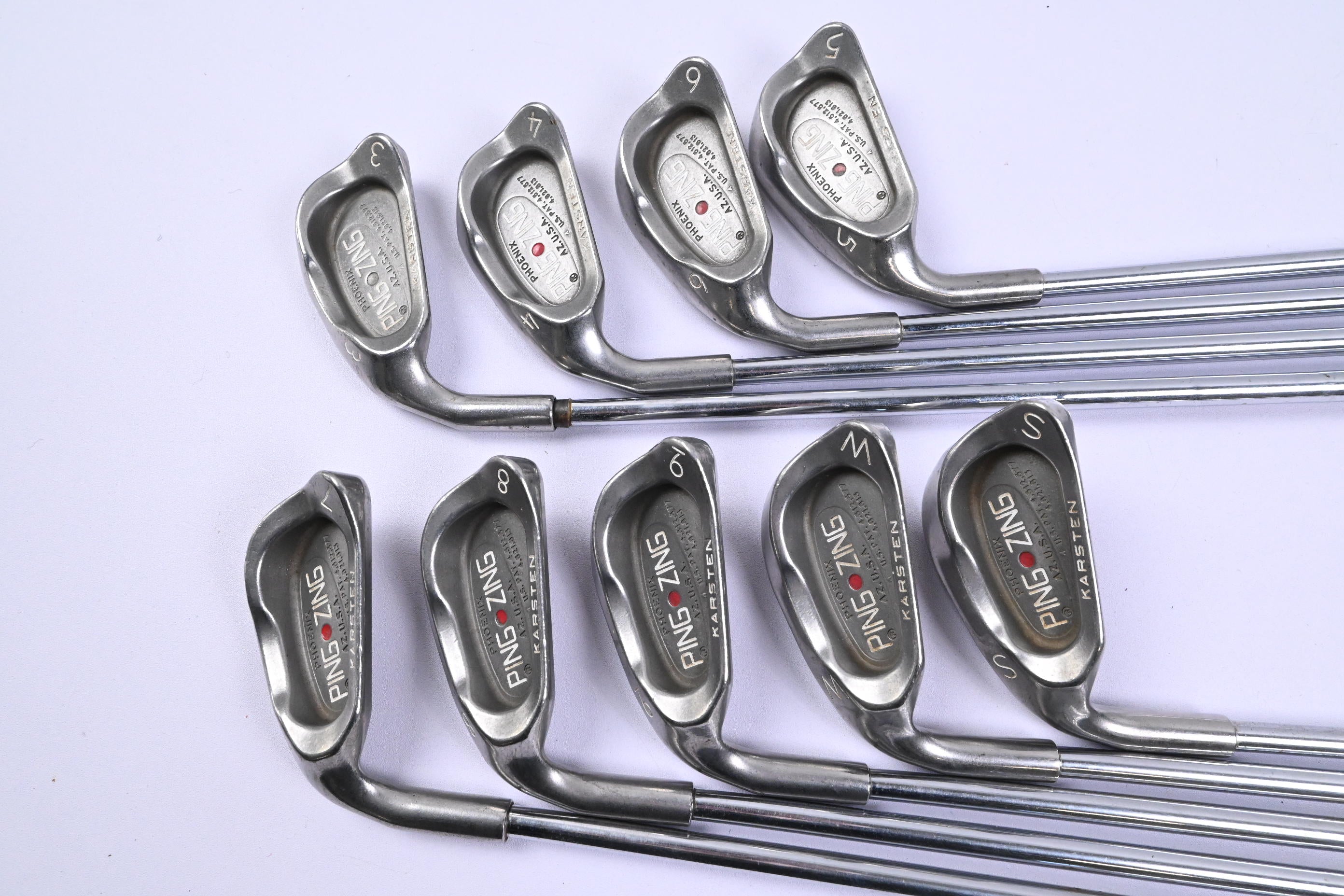 Left Hand Ping Zing Irons / 3-PW+SW / Red Dot / Stiff Flex Ping JZ Shafts