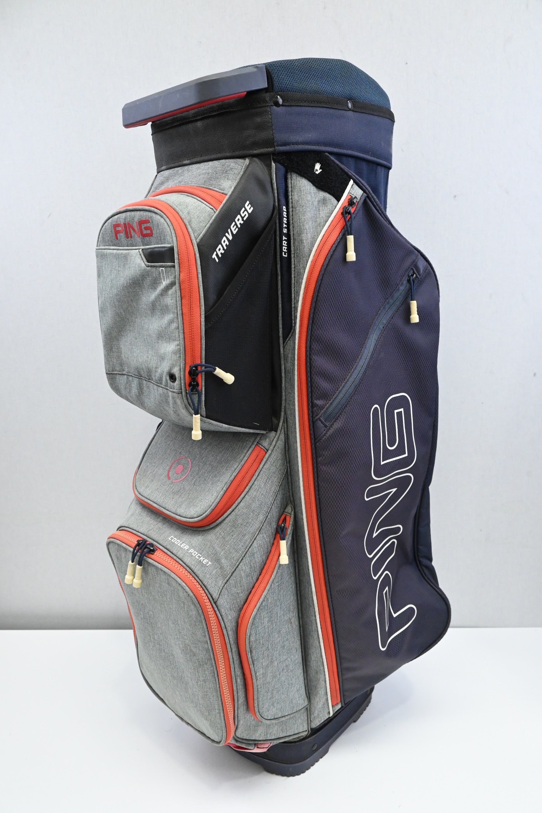 Ping Traverse Cart Bag / 14-Way / Grey, Navy, Orange
