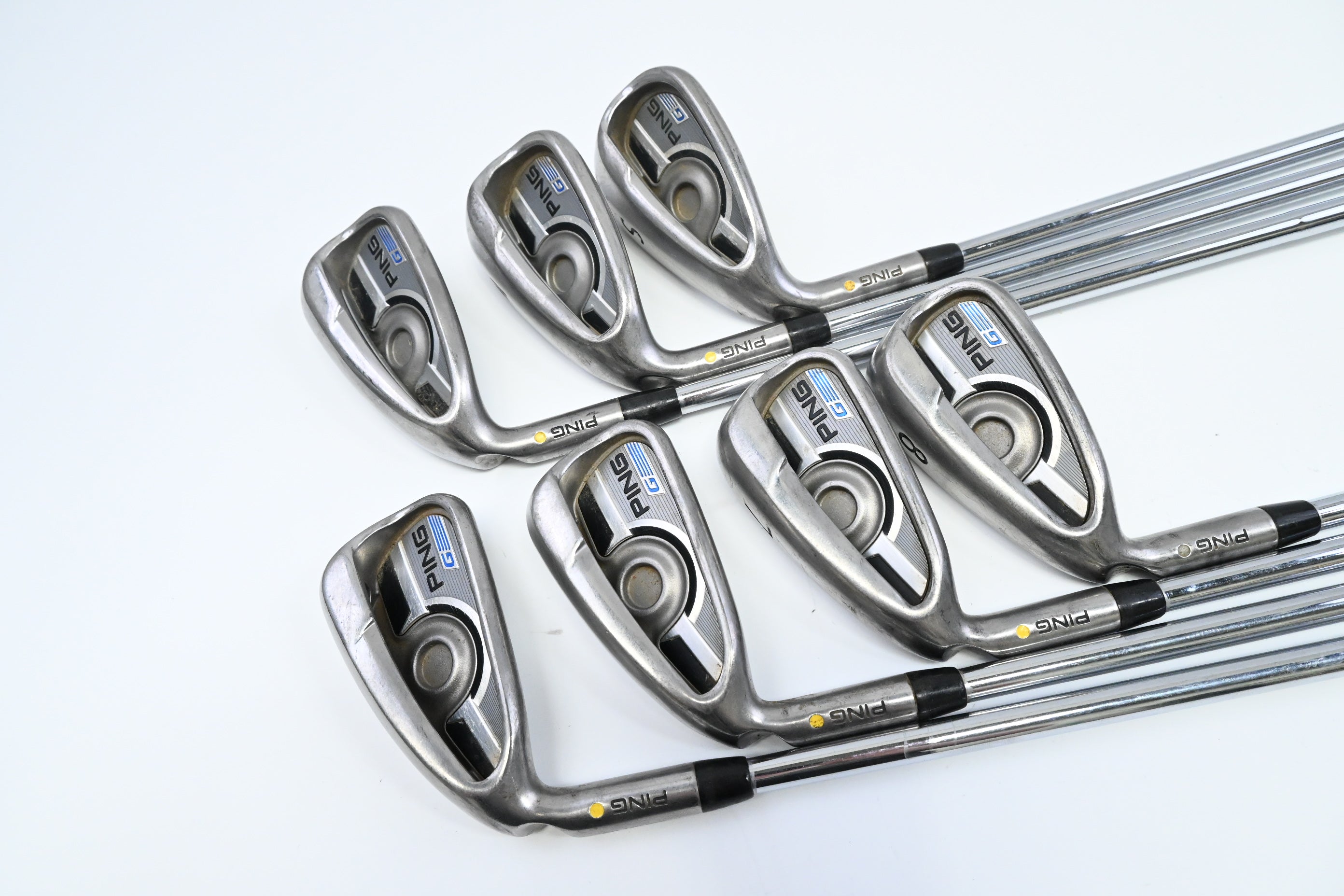 Left Hand Ping G Series Irons / 5-PW+SW / Yellow Dot / Regular Flex Ping AWT 2.0