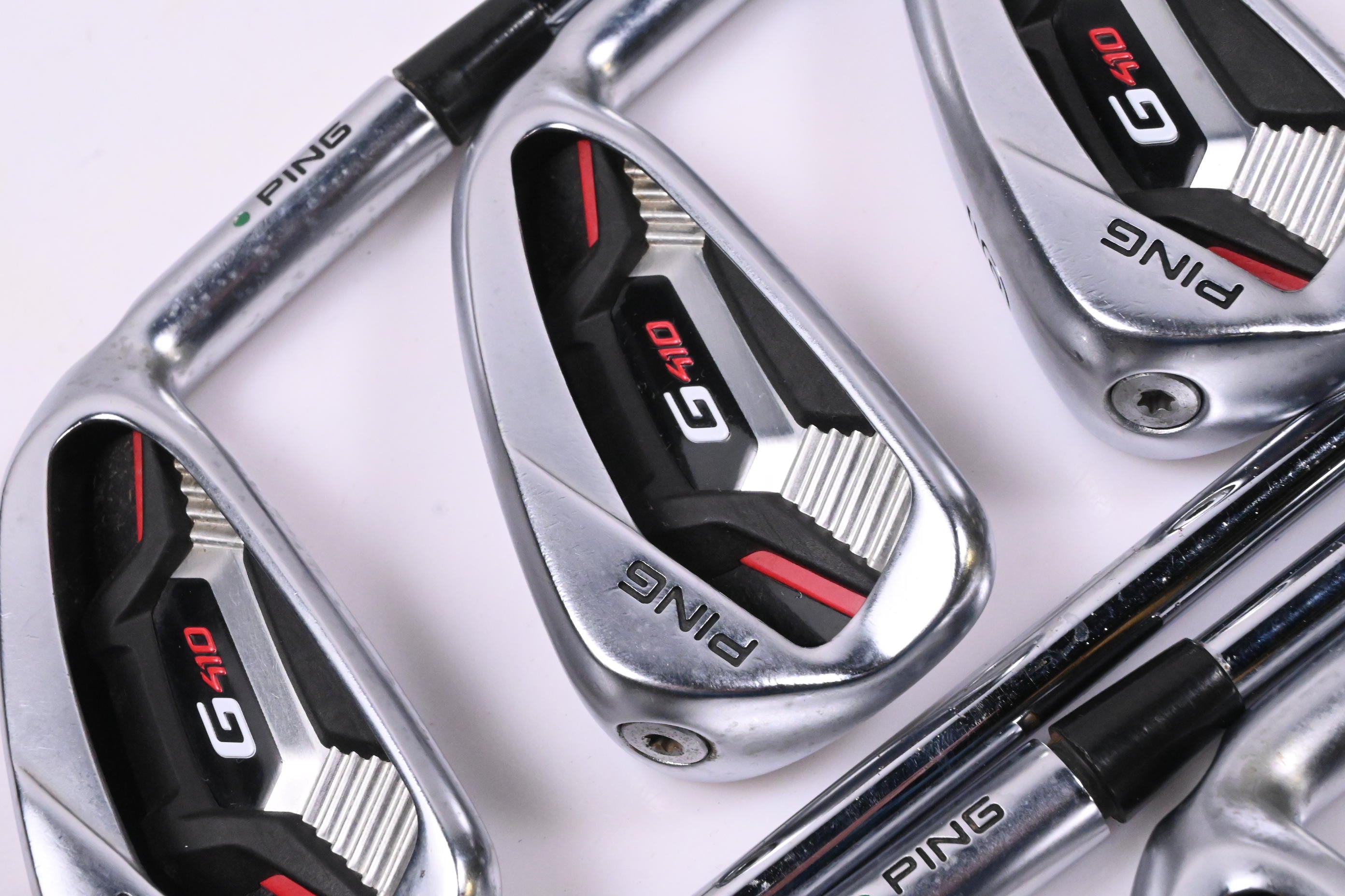 Ping G410 Irons / 4-PW / Green Dot / Stiff Flex Project X LZ 120 Shafts