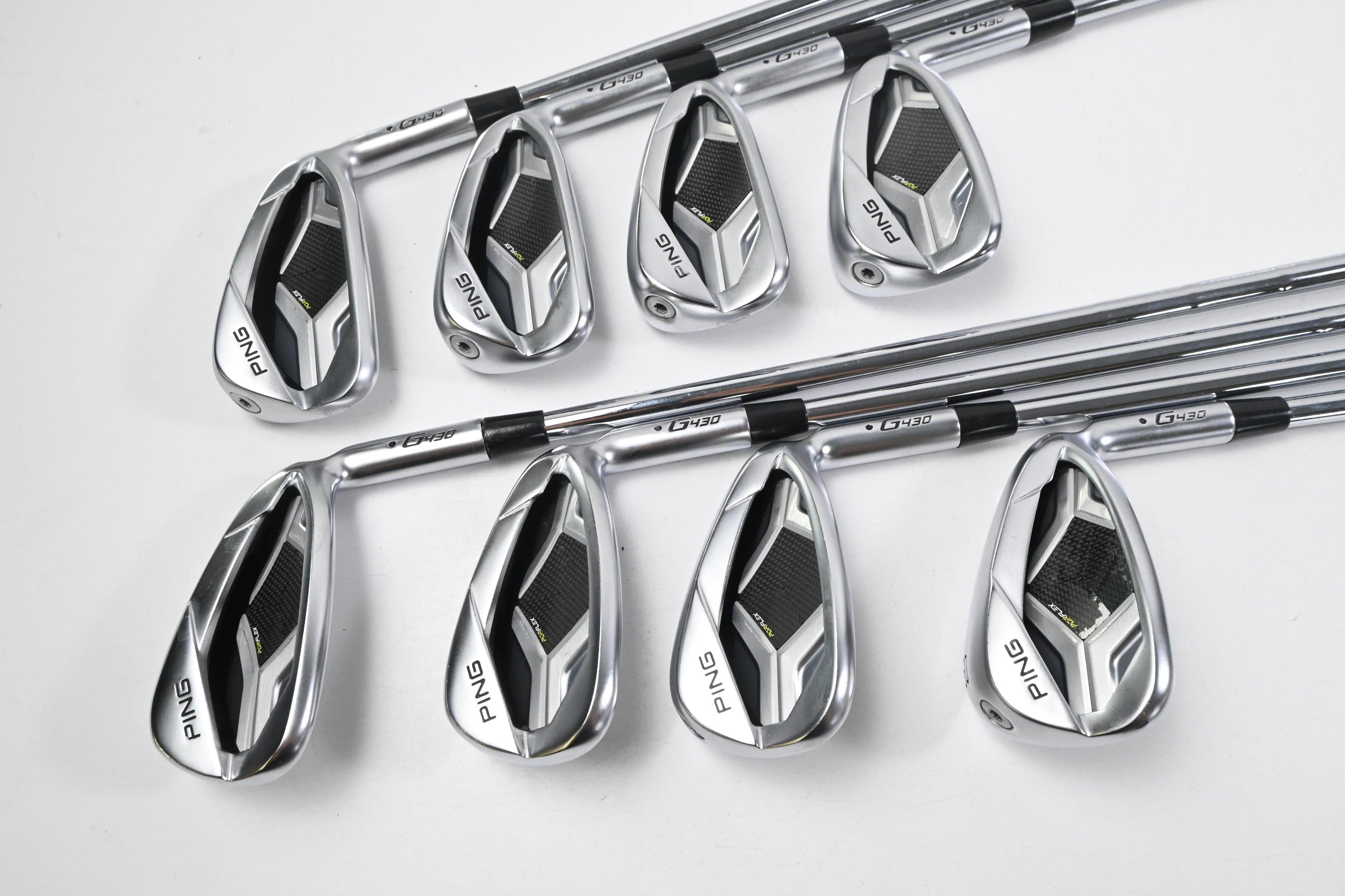 Ping G430 Irons / 5-PW+UW+GW / Black Dot / Stiff Flex Ping AWT 2.0 Shafts