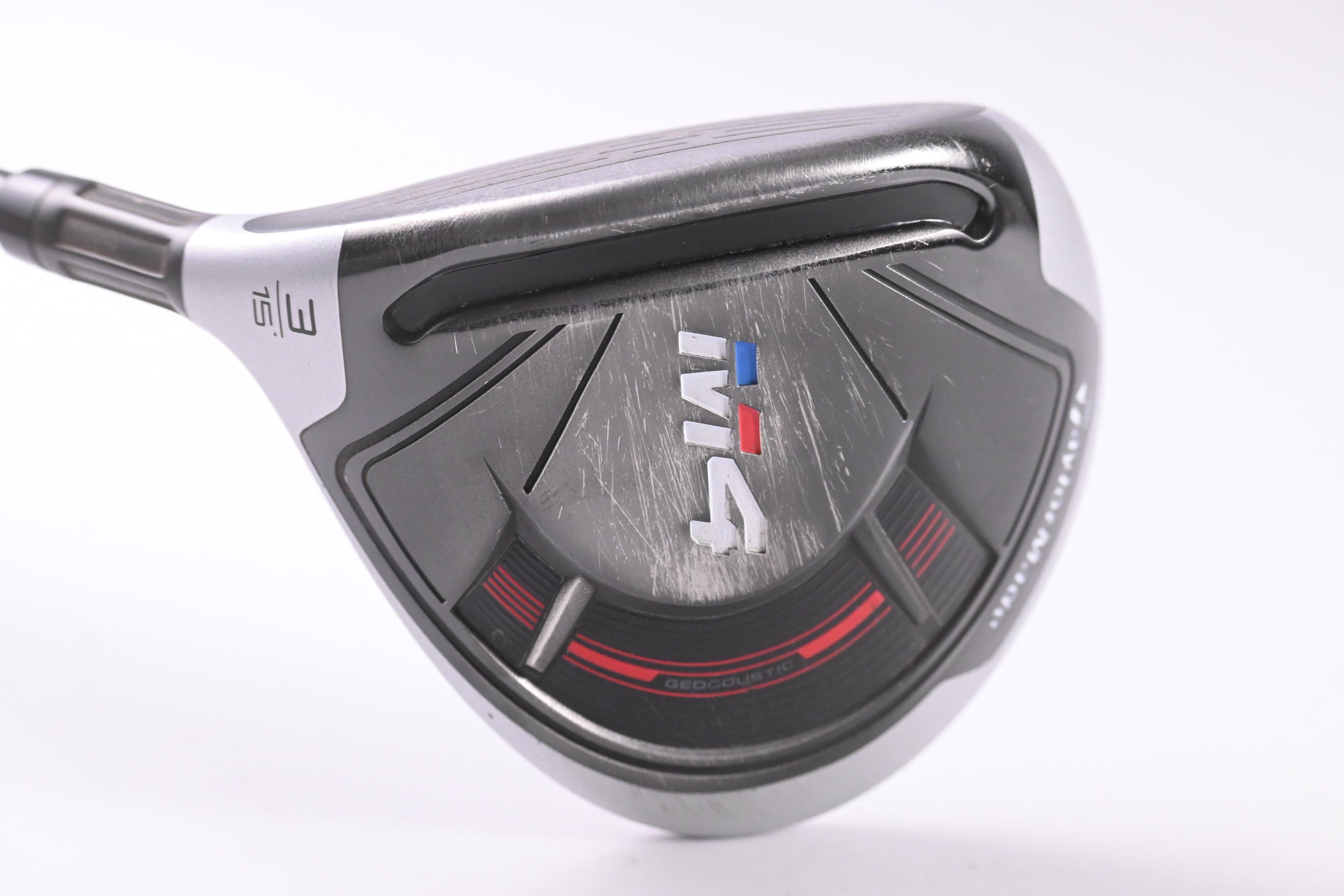 Left Hand Taylormade M4 #3 Wood / 15 Degree / Stiff Flex Atmos Red 6 Shaft