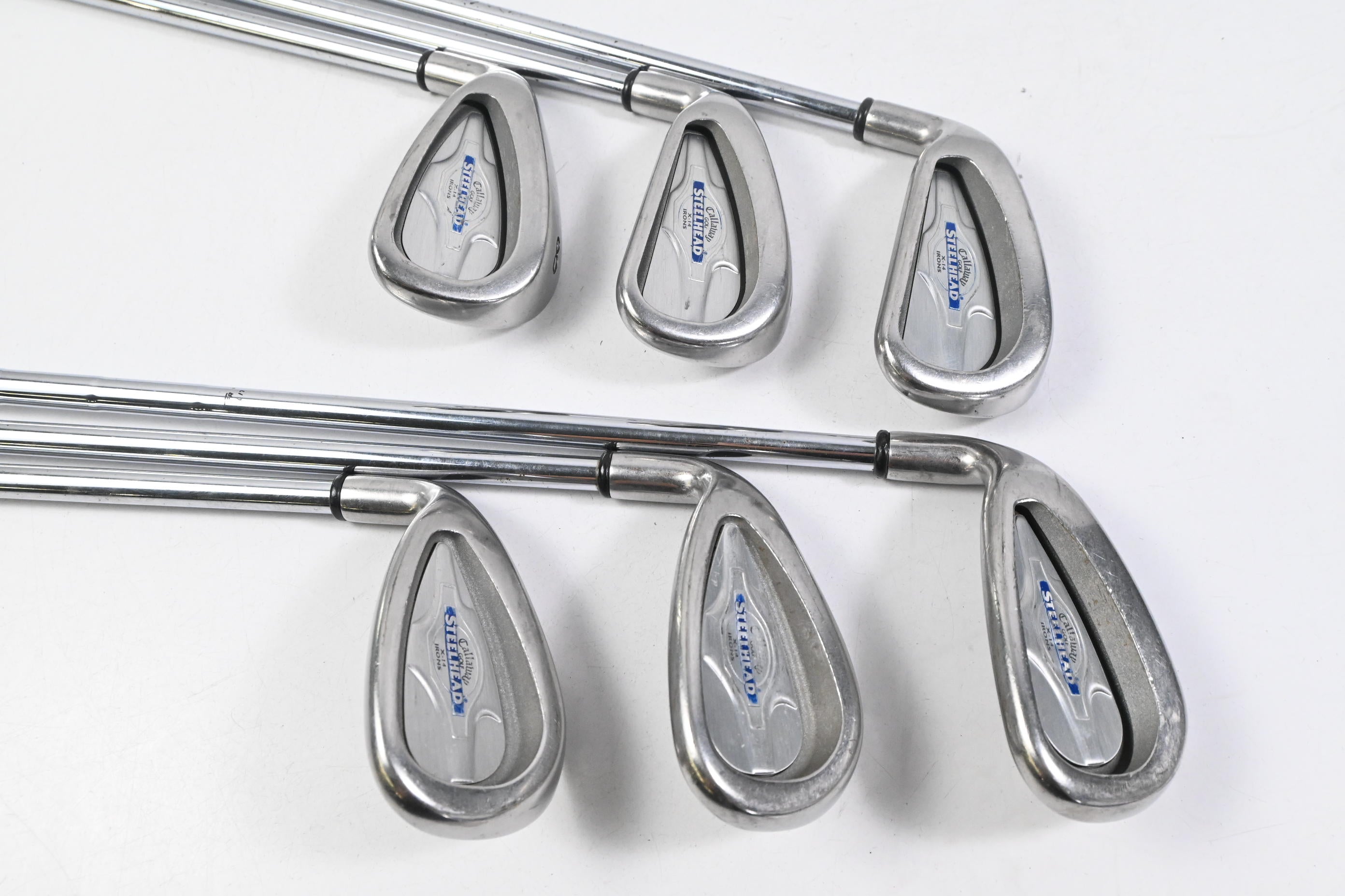 Left Hand Callaway X-16 Irons / 6-PW+SW / Uniflex Callaway Steelhead Shafts
