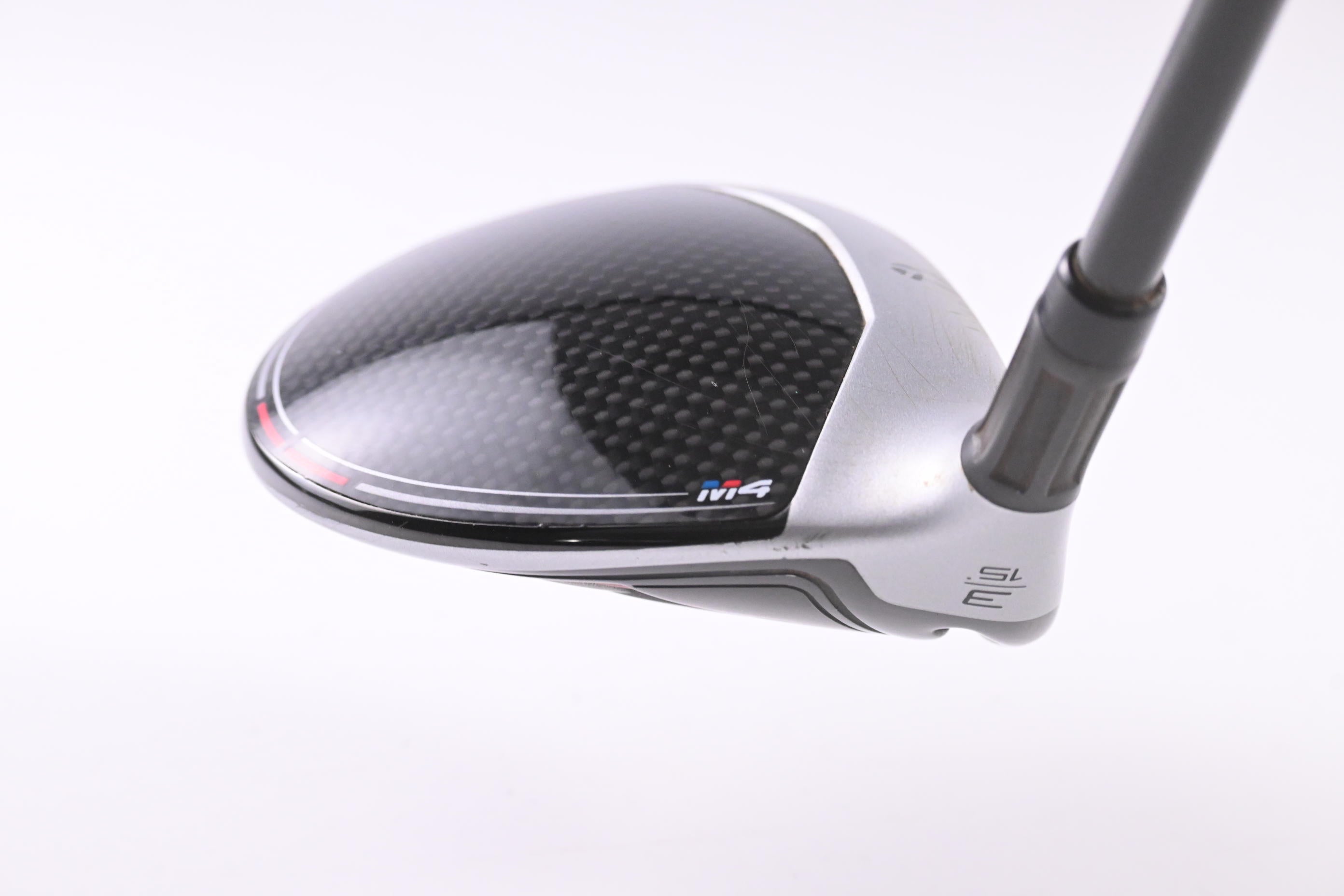 Left Hand Taylormade M4 #3 Wood / 15 Degree / Stiff Flex Atmos Red 6 Shaft