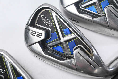 Left Hand Callaway X-22 Irons / 6-PW+SW / Stiff Flex Callaway 75 Shafts