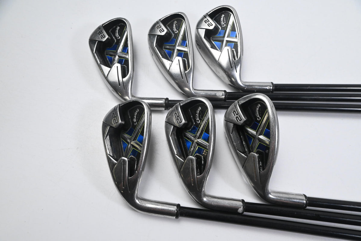 Left Hand Callaway X-22 Irons / 6-PW+SW / Stiff Flex Callaway 75 Shafts