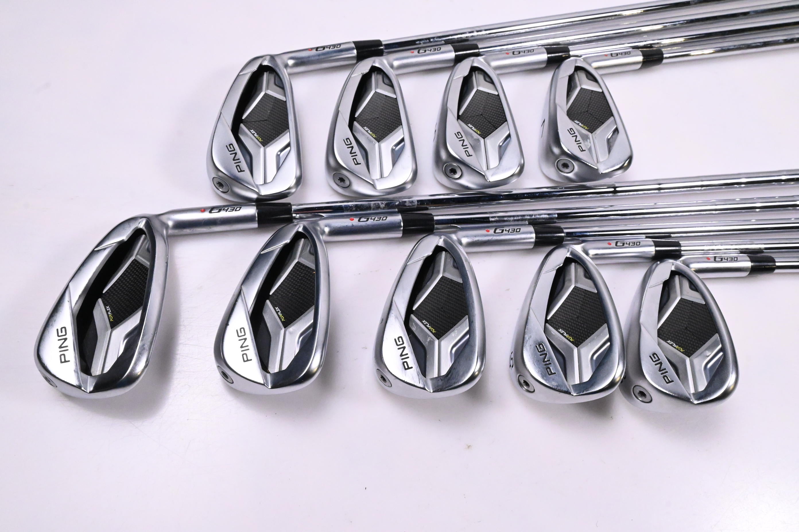 Ping G430 Irons / 4-PW+45°+50° / Red Dot / Stiff Flex Ping AWT 2.0 Shafts