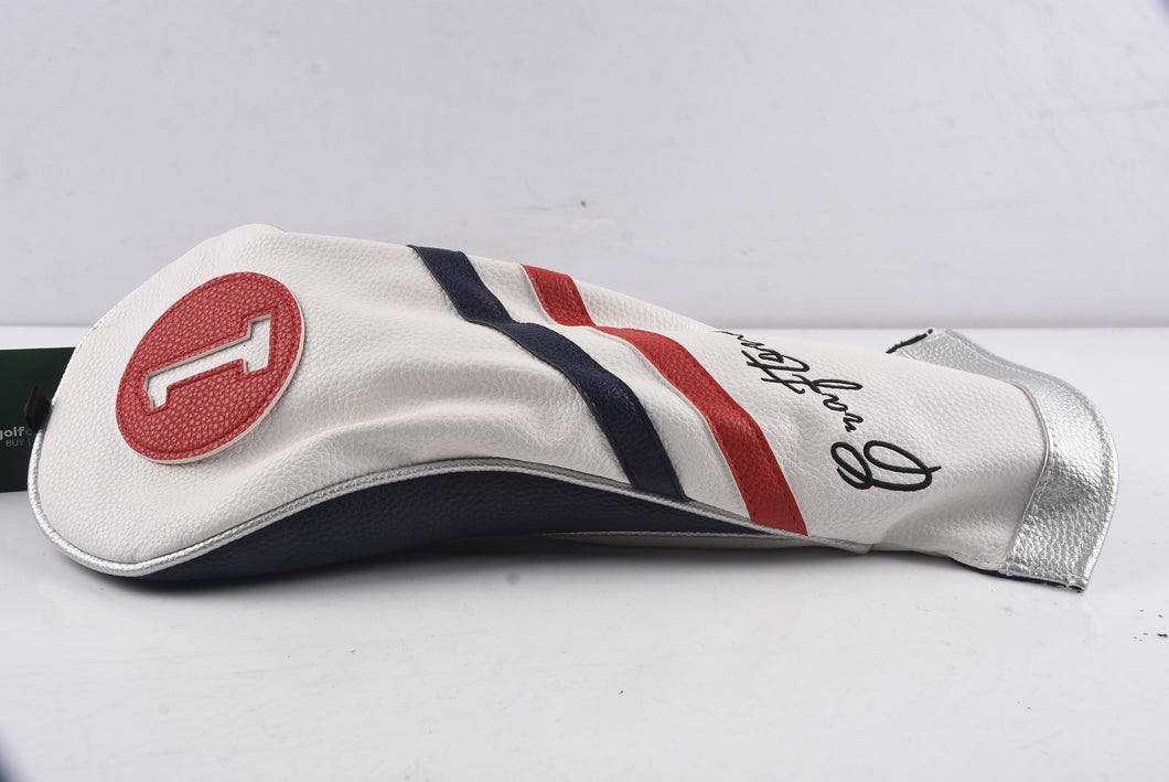 Craftsman Golf Driver Headcover / Stripes #1 / White, Red & Blue
