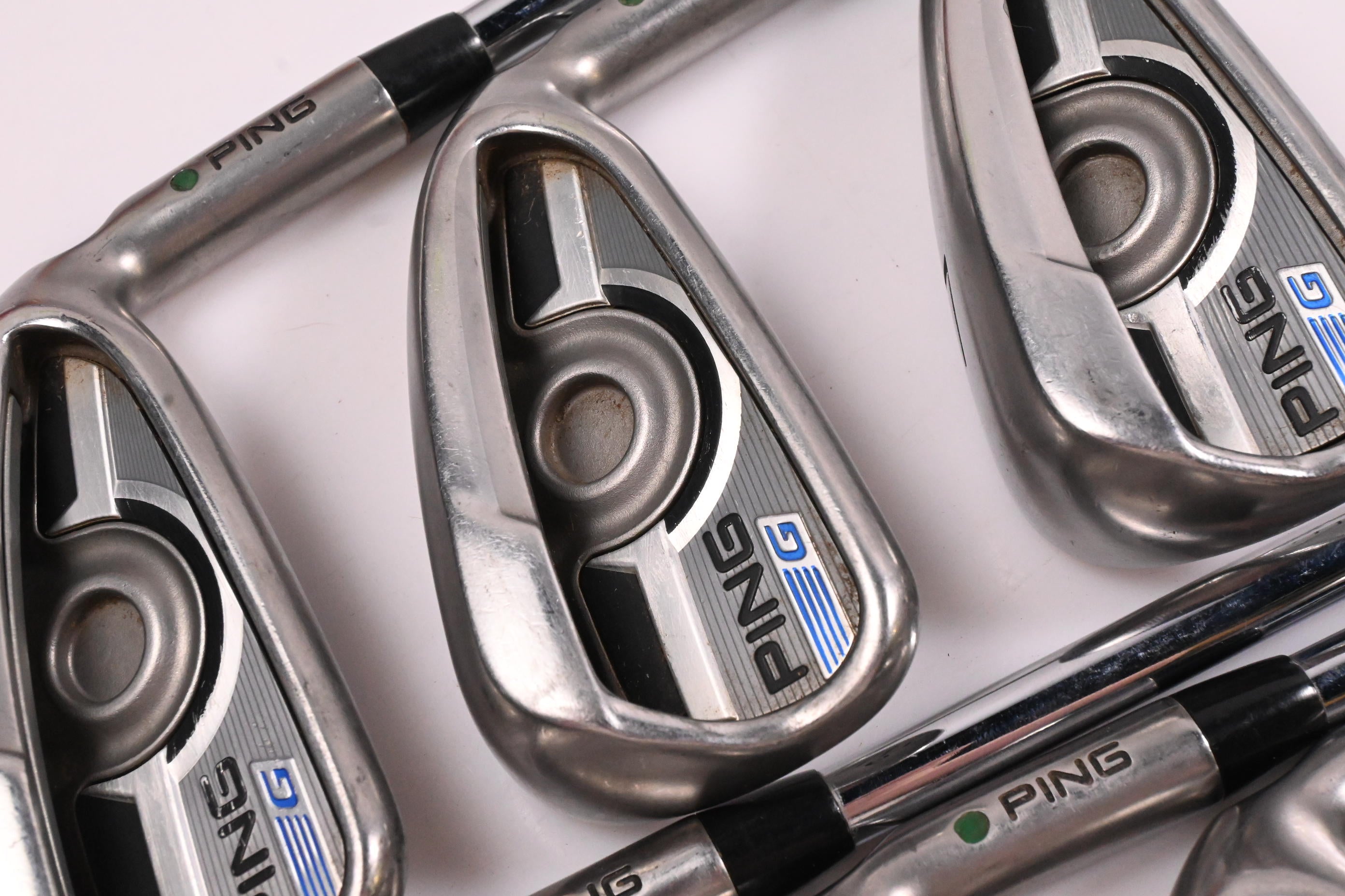 Ping G Series Irons / 5-PW+SW / Green Dot / Stiff Flex Ping AWT 2.0 Shafts