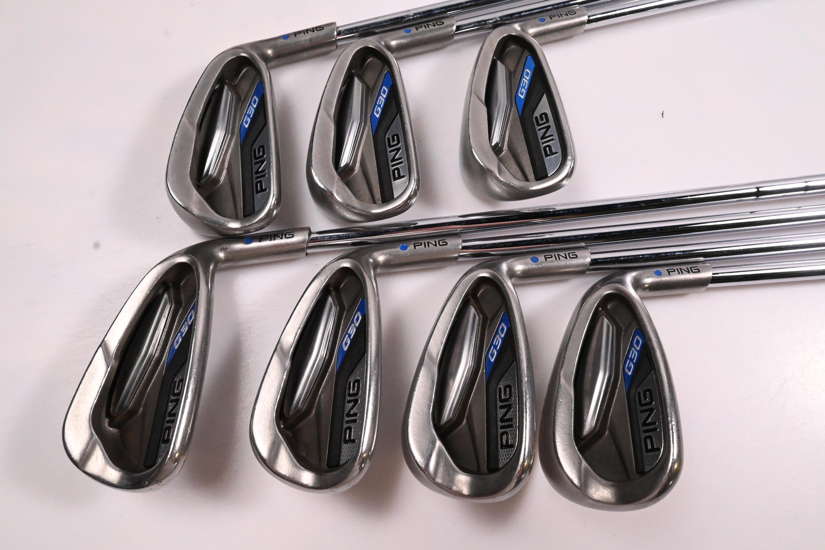 Ping G30 Irons / 5-PW+SW / Blue Dot / Senior Flex Ping CFS Distance Shafts