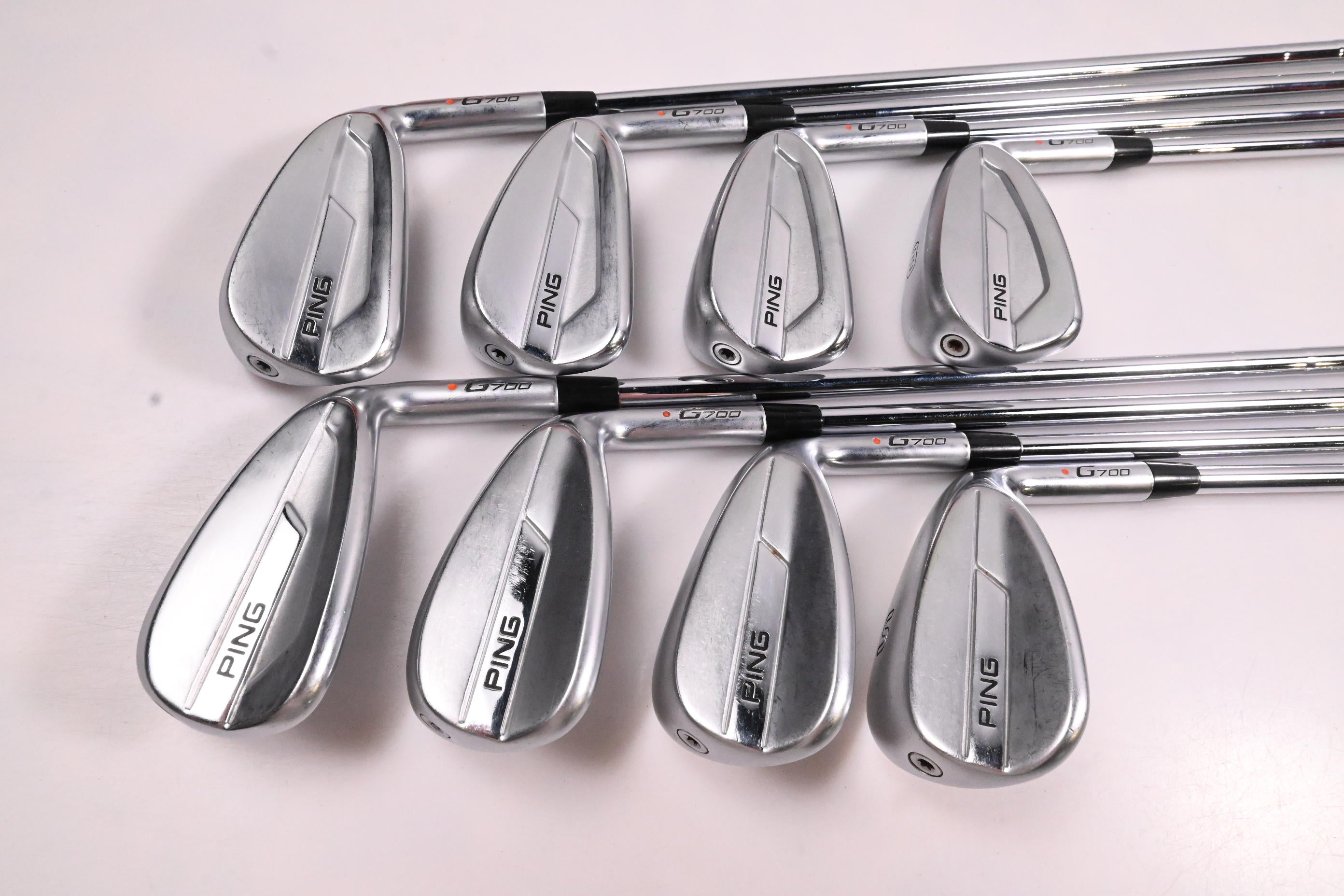 Ping G700 Irons / 5-PW+GW+SW / Orange Dot / Regular Flex Ping AWT 2.0 Shafts