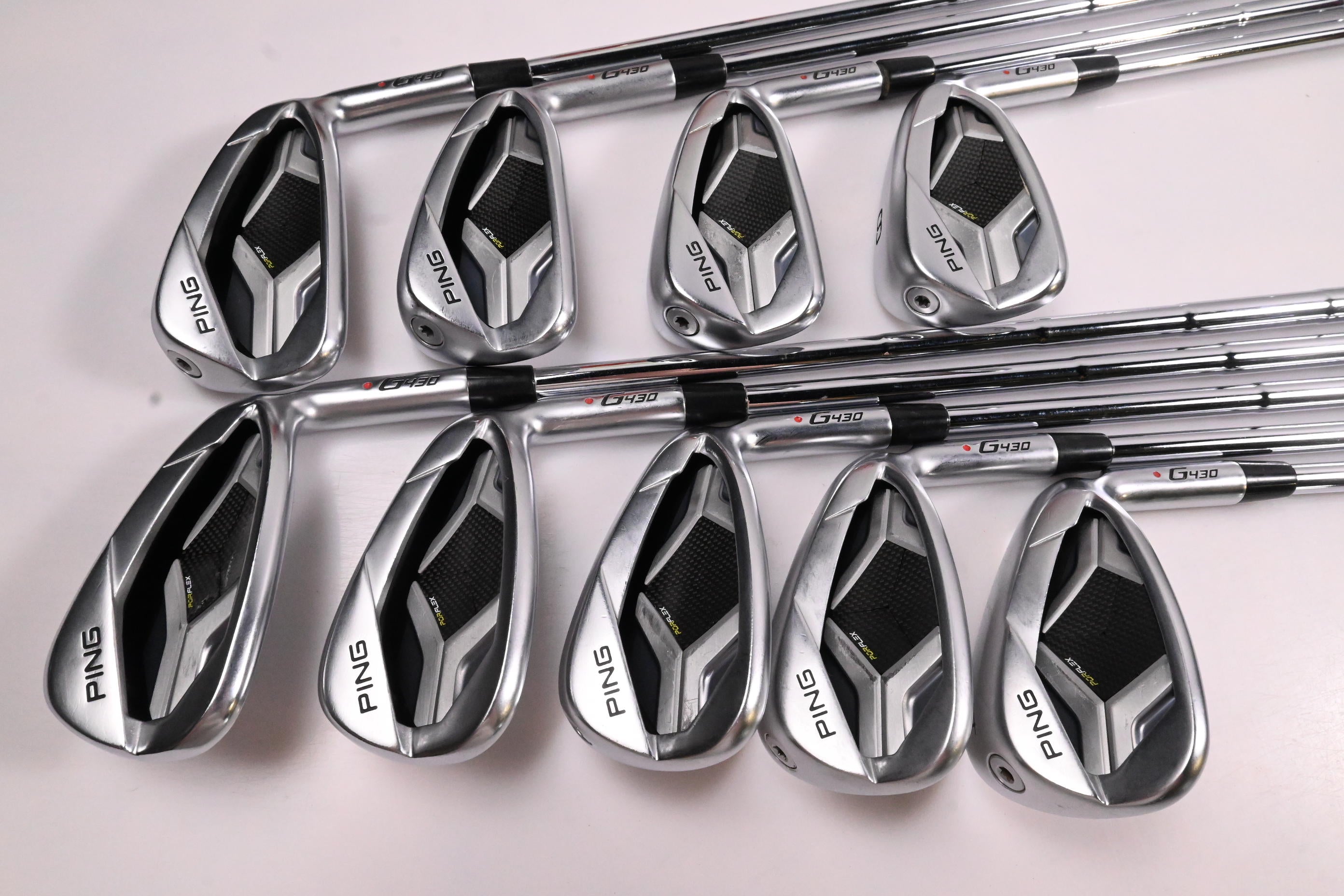 Ping G430 Irons / 5-PW+45°+50°+54° / Red Dot / Stiff Flex Dynamic Gold Mid 100