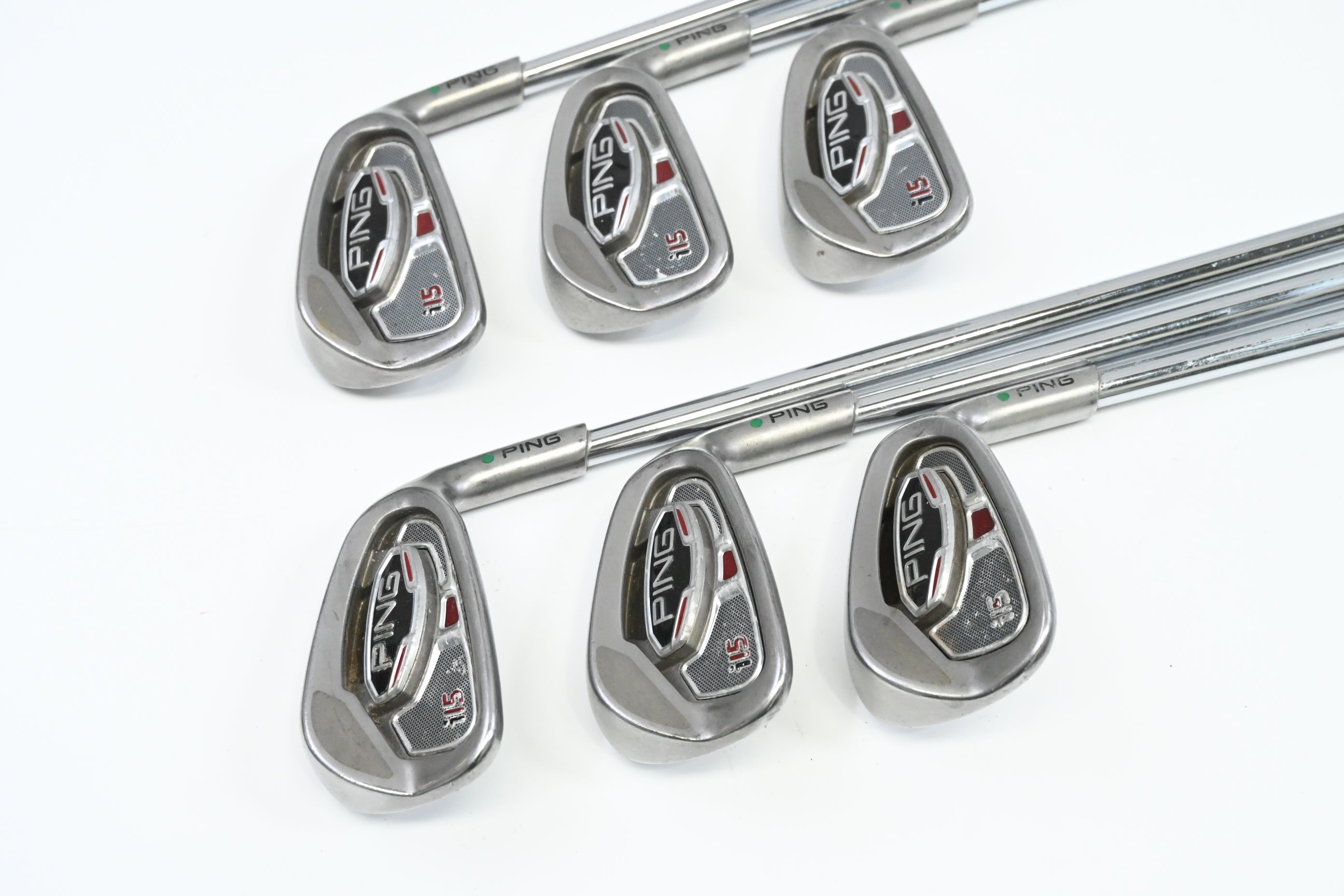 Ping i15 Irons / 5-PW / Green Dot / Regular Flex Ping AWT Shafts