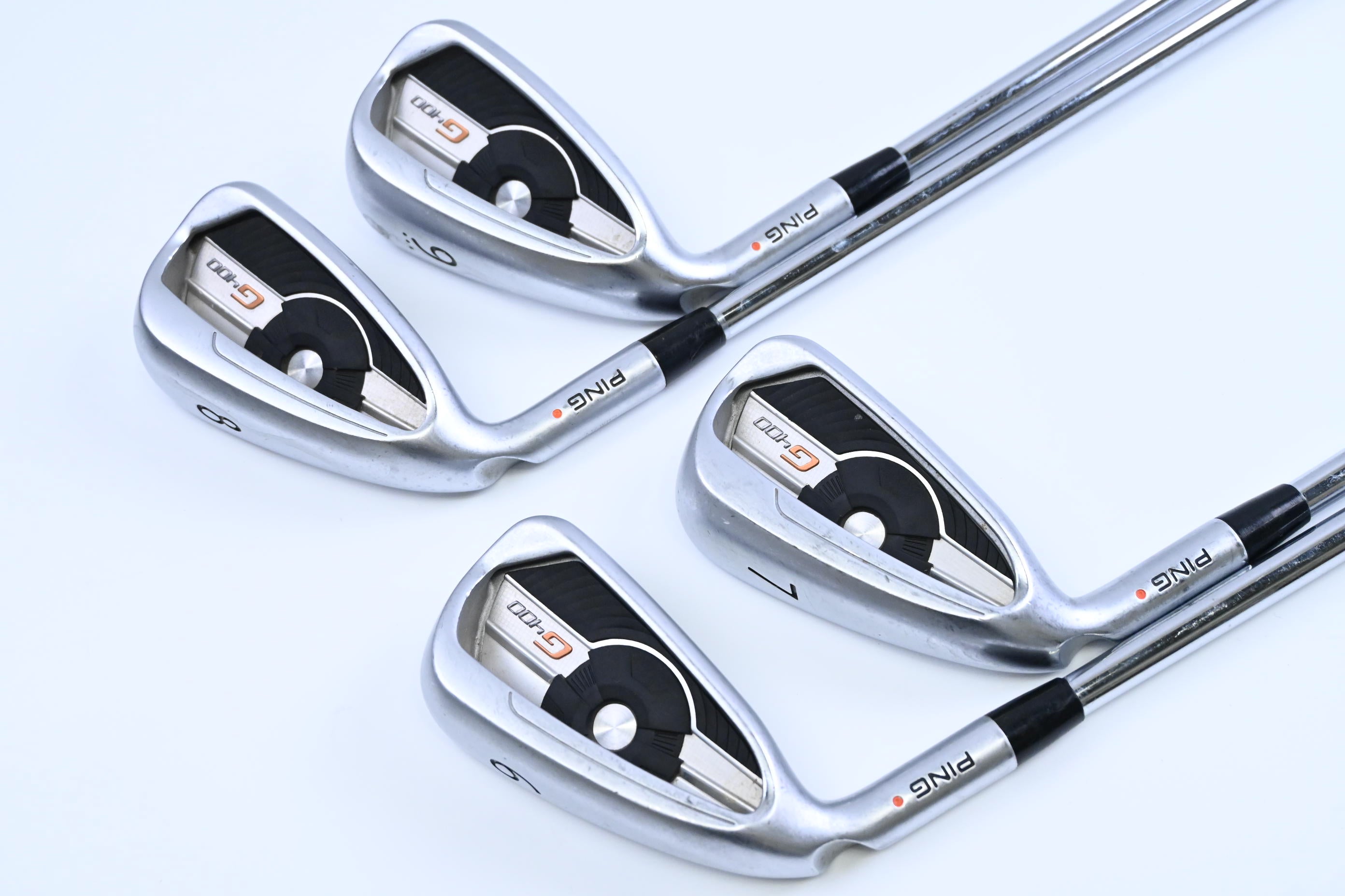 Left Hand Ping G400 Irons / 6-9 / Orange Dot / Regular Flex Ping AWT 2.0 Shafts