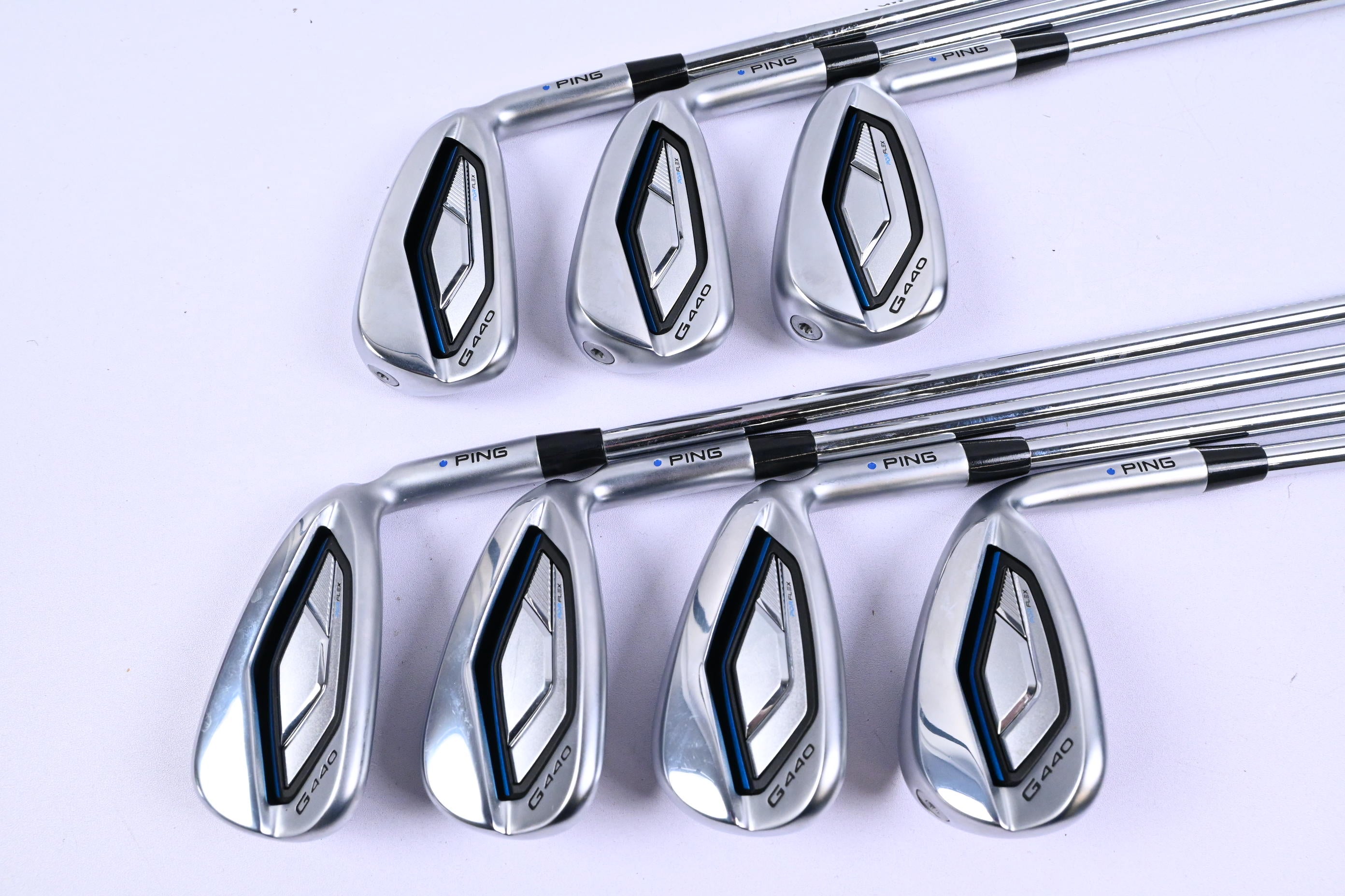 Ping G440 Irons / 6-PW+GW+SW / Blue Dot / Regular Flex Ping AWT 3.0 Shafts