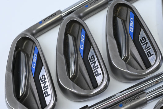 Ping G30 Irons / 4-PW+SW / Blue Dot / Stiff Flex Ping CFS Distance Shafts