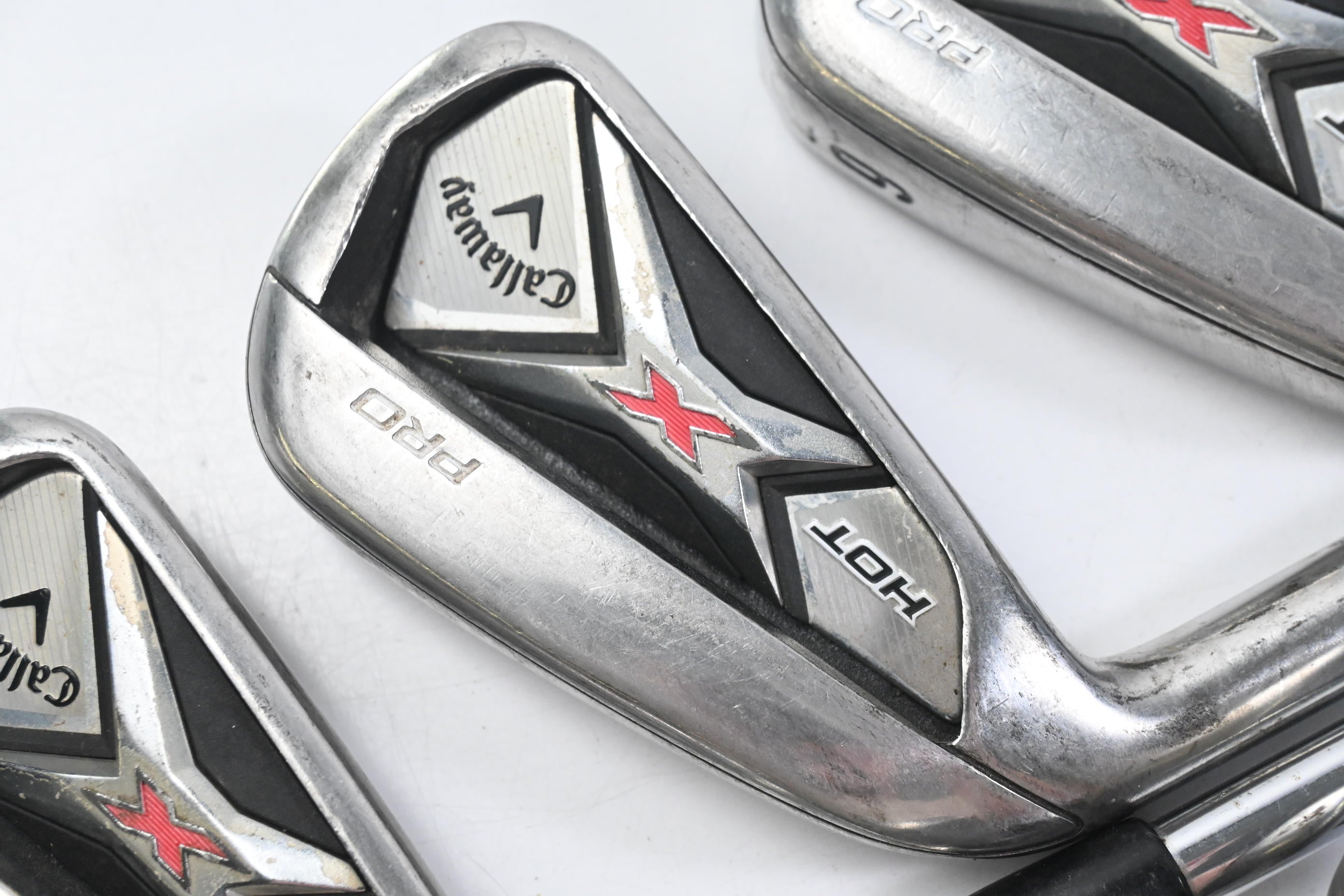 Left Hand Callaway X Hot Pro Irons / 4-PW / Stiff Flex Dynamic Gold S300 Shafts