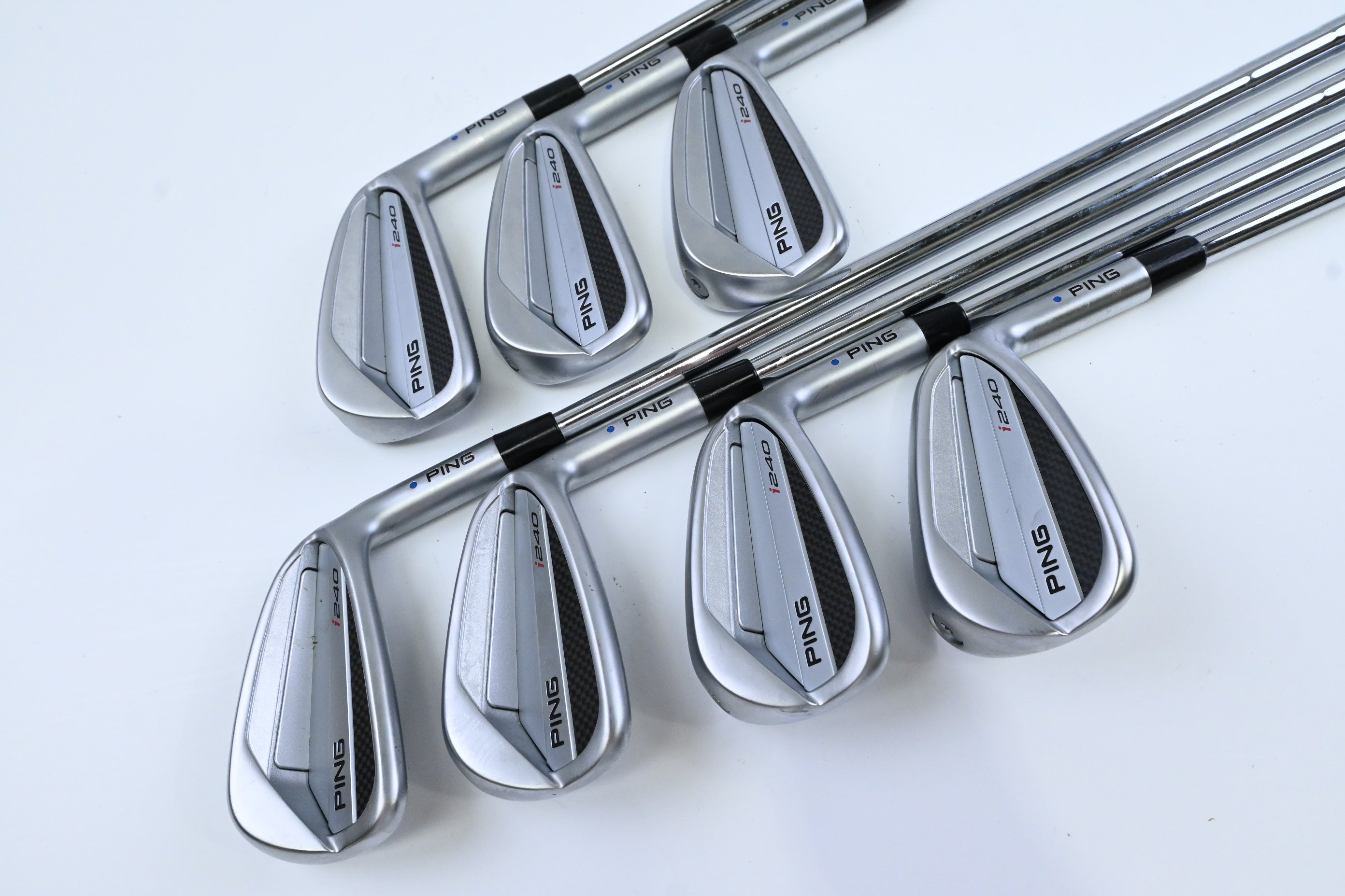 Ping I240 Irons / 4-PW / Blue Dot / Stiff Flex Ping AWT 2.0 Shafts