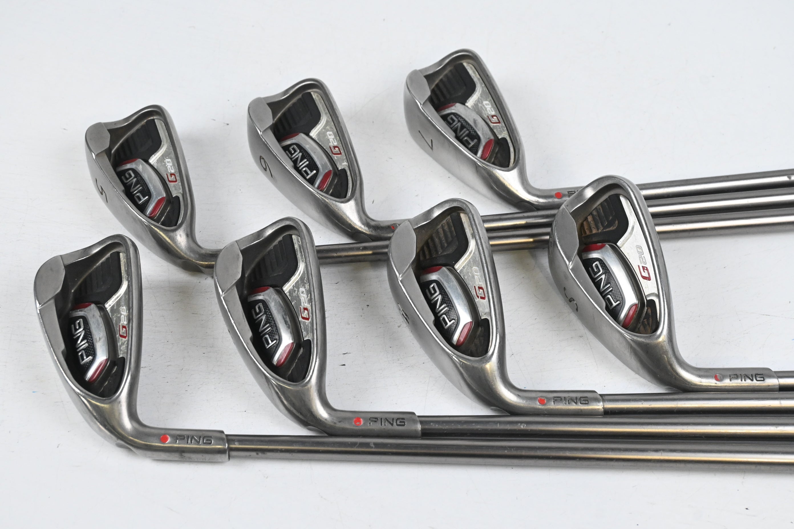 Left Hand Ping G20 Irons / 5-PW+SW / Red Dot / Regular Flex Ping TFC 169I Shafts
