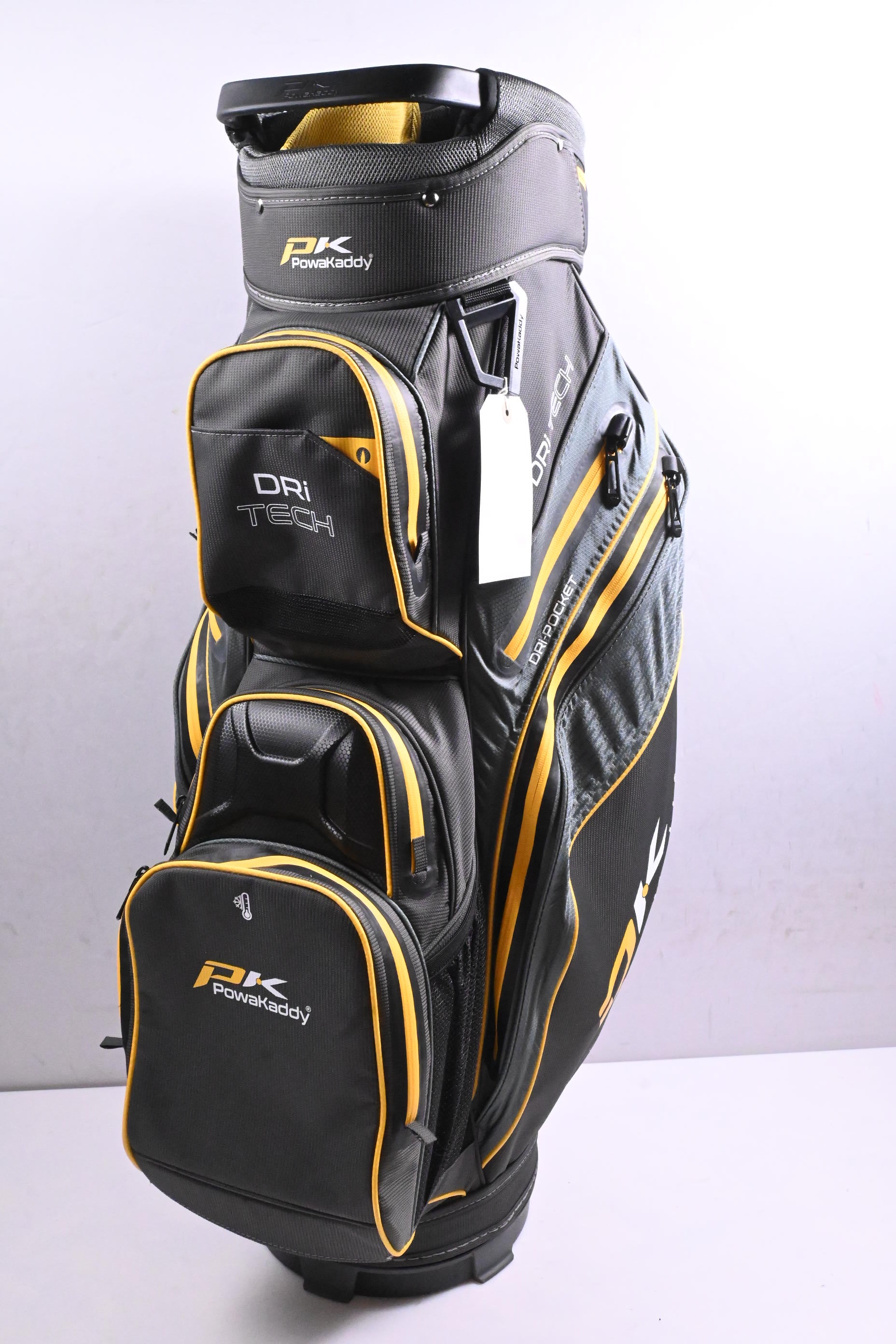 Powakaddy Dri Tech Cart Bag / 14-Way Divider / Black, Yellow