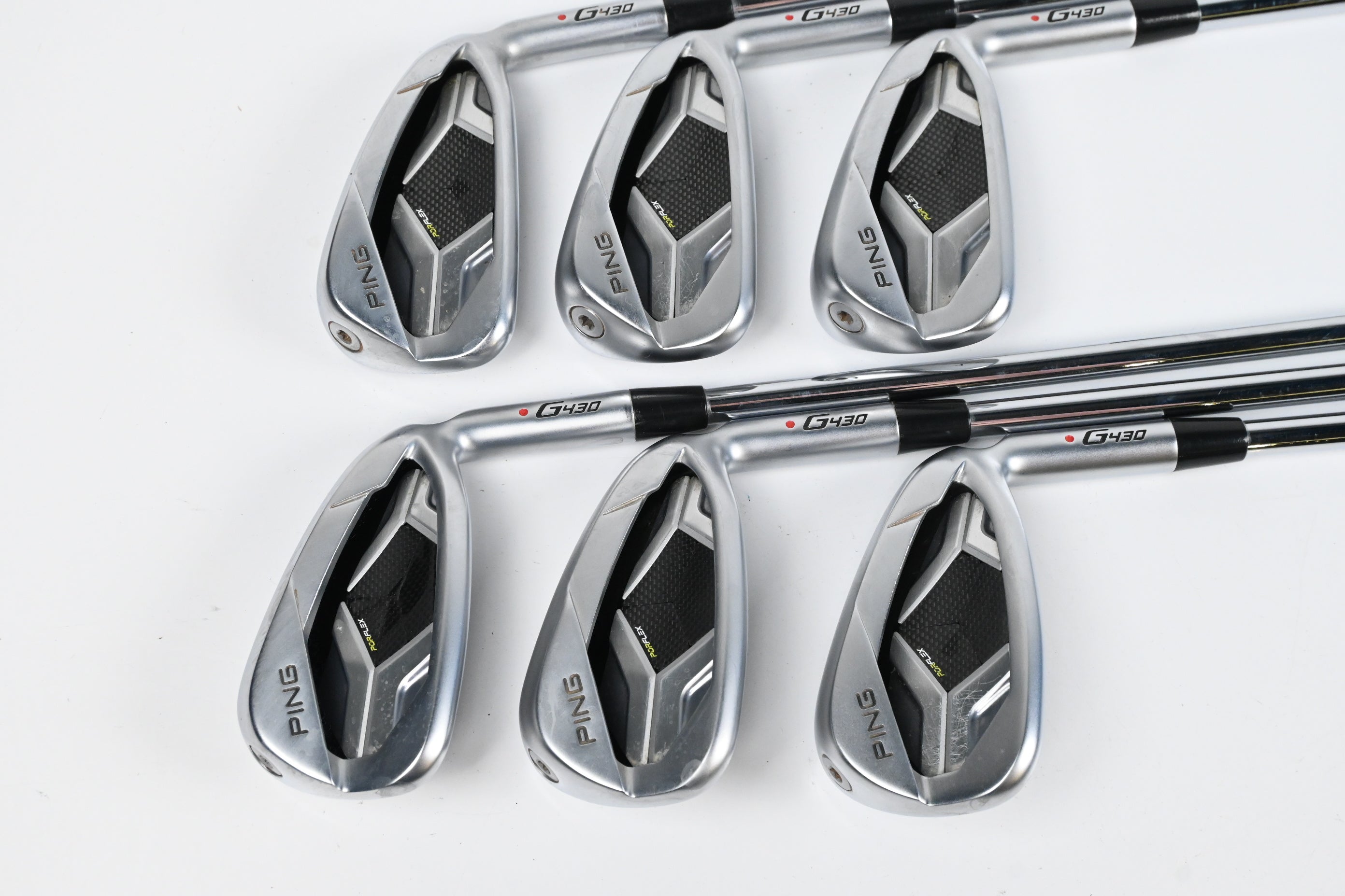 Ping G430 Irons / 5-PW / Red Dot / Regular Flex Ping AWT 2.0 Shafts