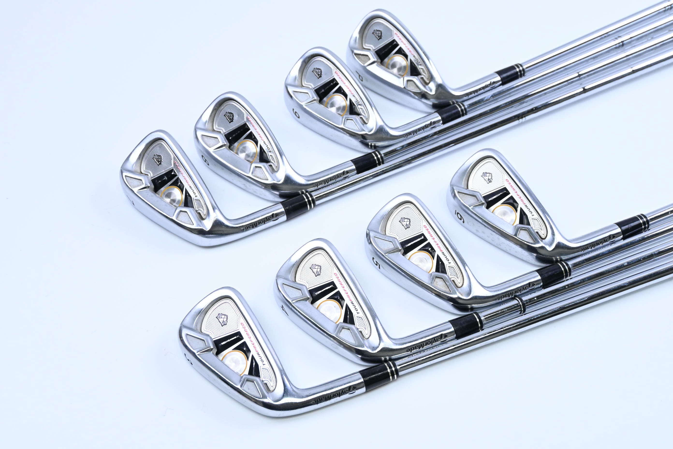 Left Hand Taylormade Tour Preferred TP 2009 Irons / 3-PW / Stiff Flex DG Shafts