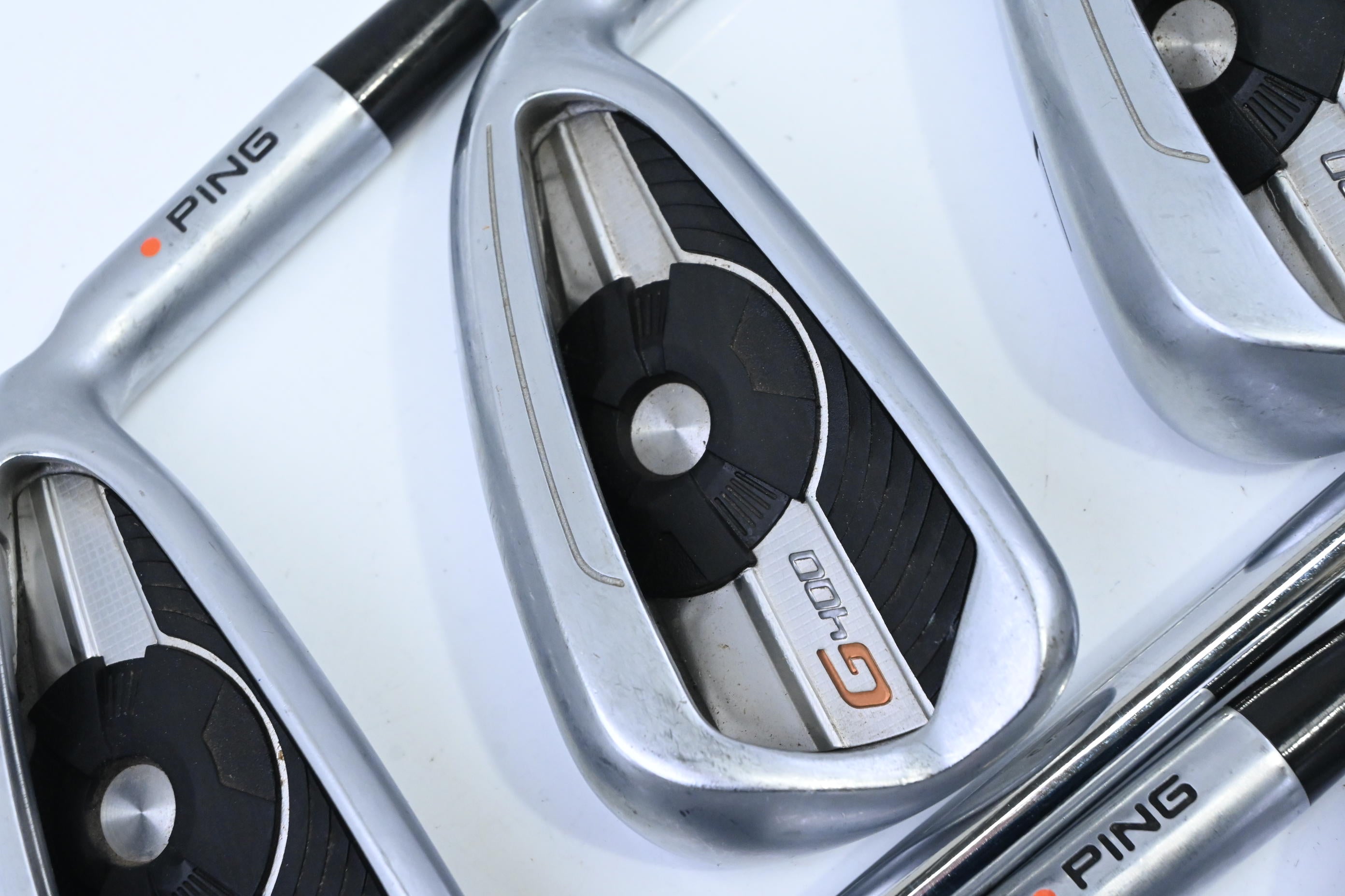 Ping G400 Irons / 5-PW+UW / Orange Dot / Stiff Flex Ping AWT 2.0 Shafts