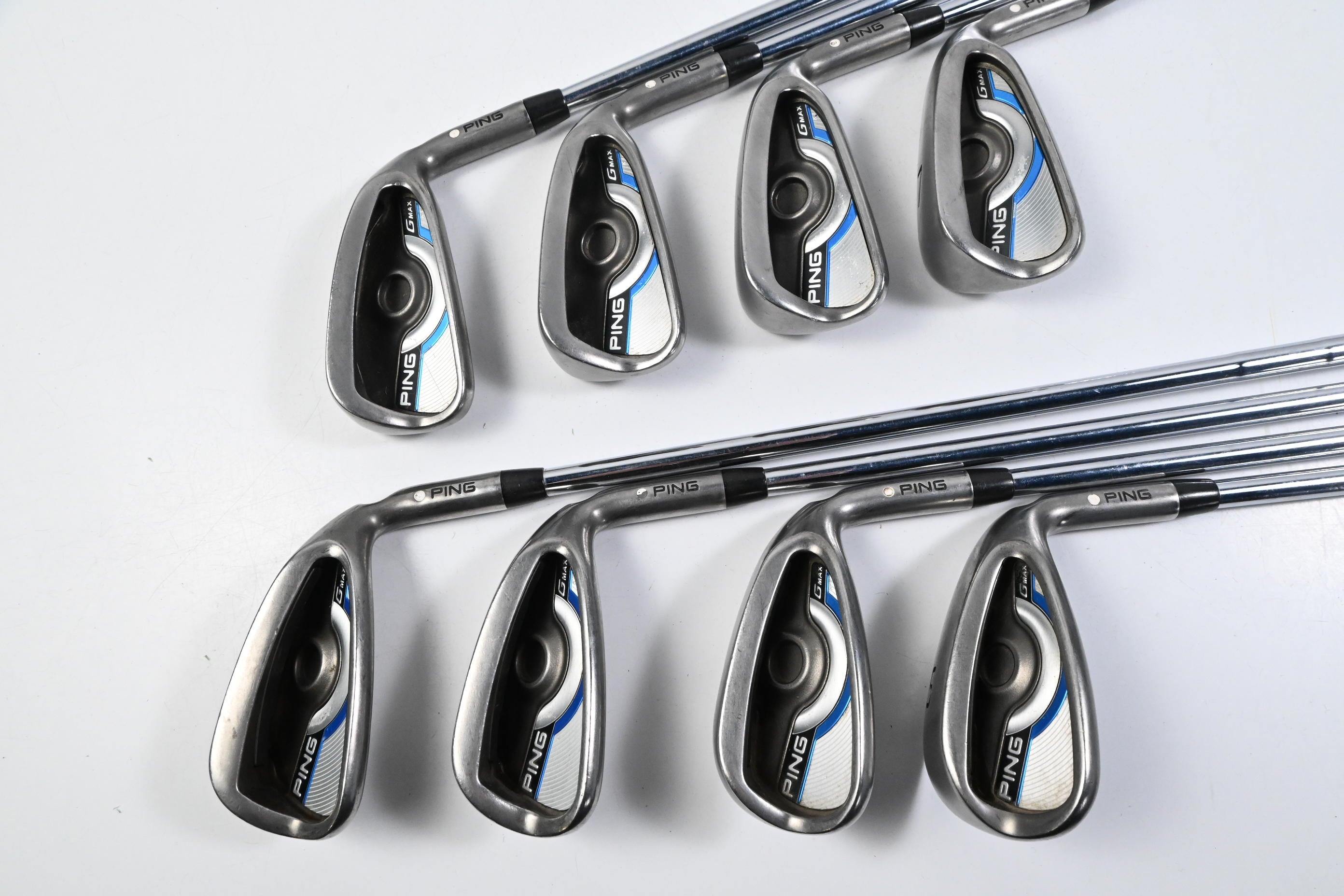 Ping GMax Irons / 4-PW+SW / White Dot / Regular Flex Ping AWT 2.0 Shafts