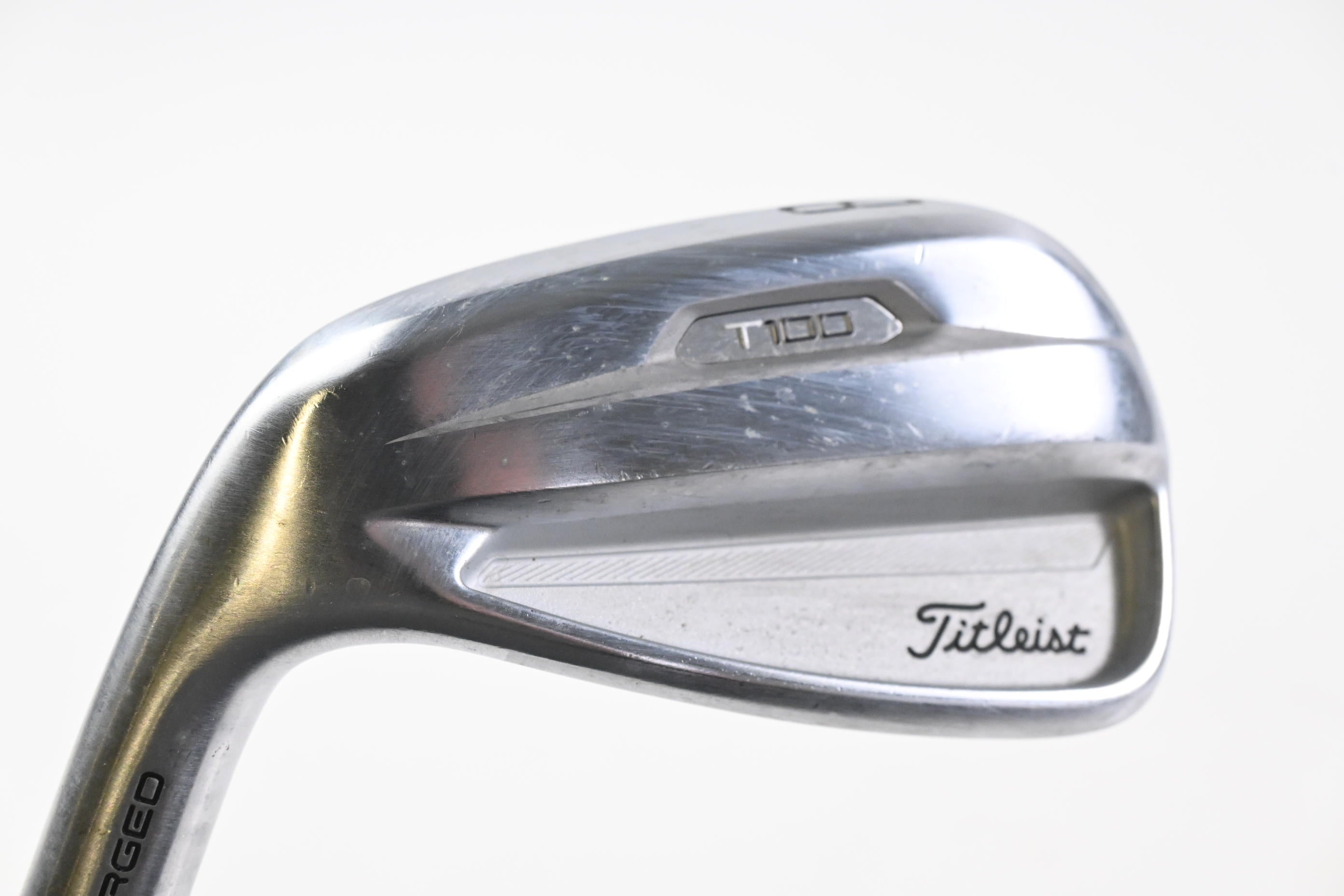 Left Hand Titleist T100 2021 #8 Iron / Stiff Flex AMT Tour White S300 Shaft