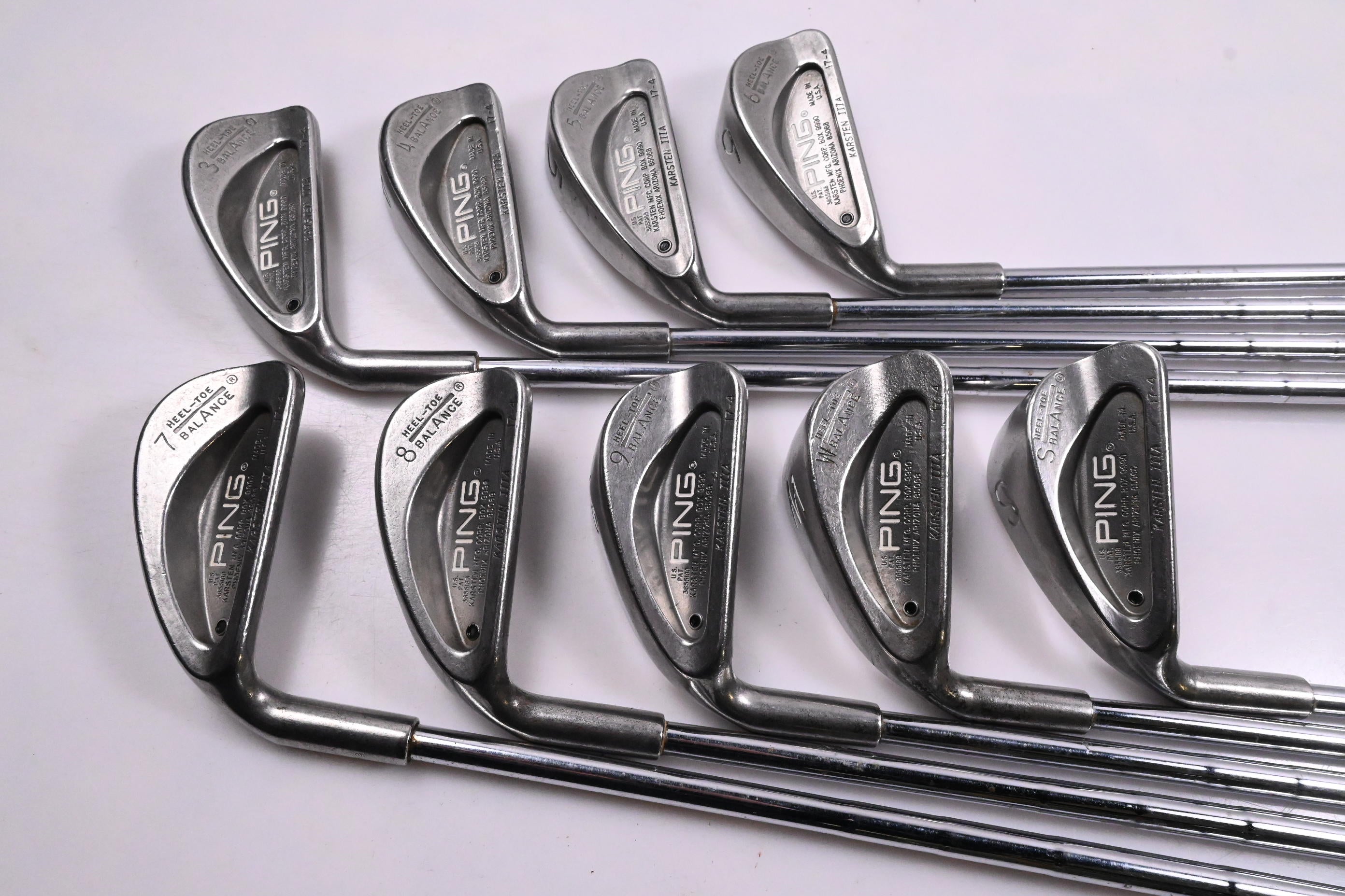 Left Hand Ping Karsten IIIA Irons / 3-PW+SW / Black Dot / Stiff Flex ZZ-Lite