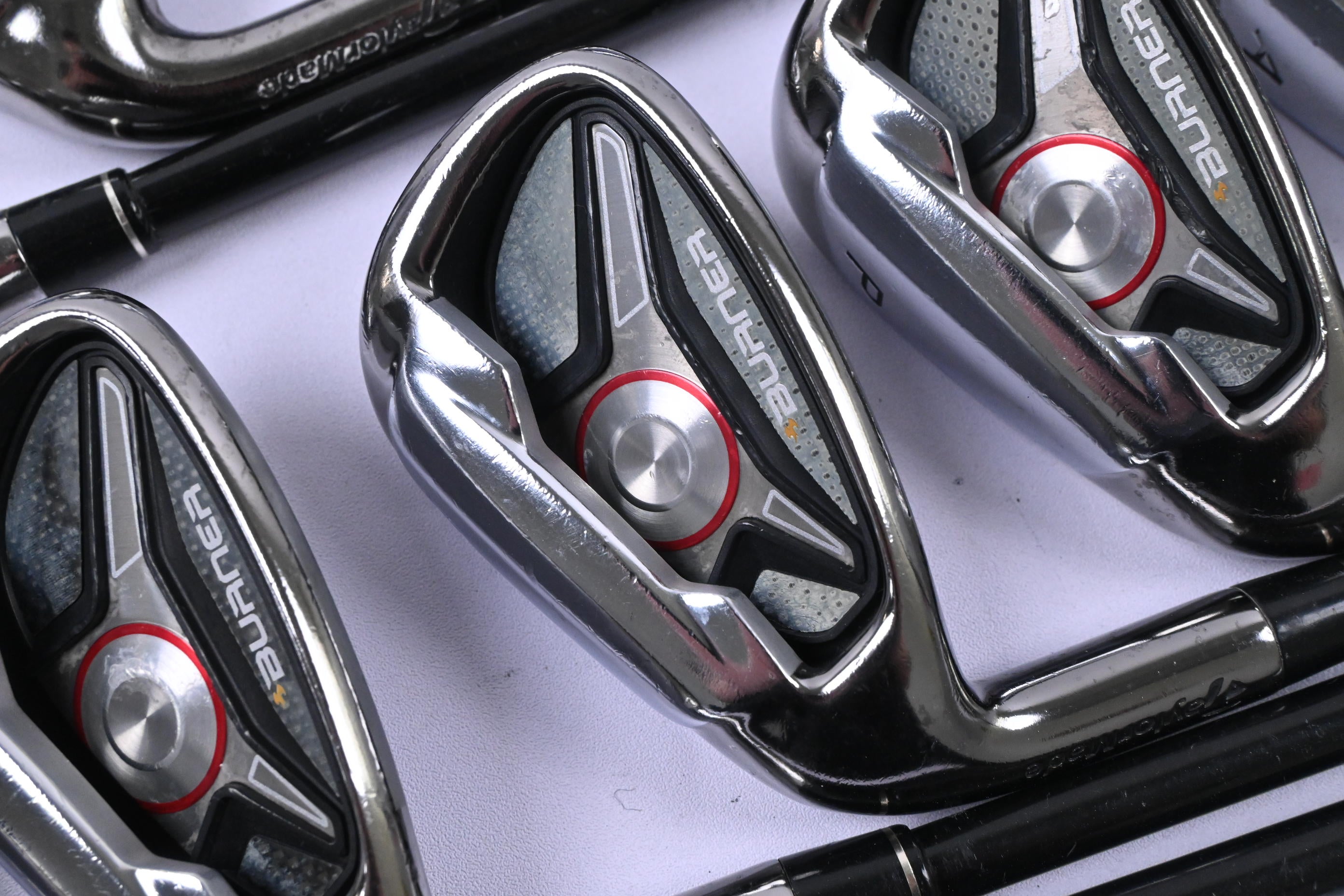 Left Hand Taylormade Burner Irons / 3-PW+GW / Regular Flex REAX 65 Shafts