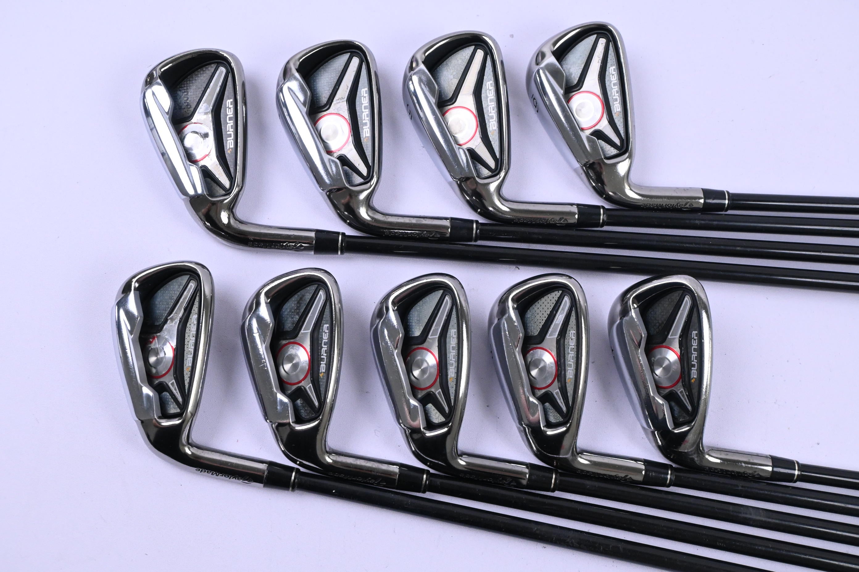 Left Hand Taylormade Burner Irons / 3-PW+GW / Regular Flex REAX 65 Shafts