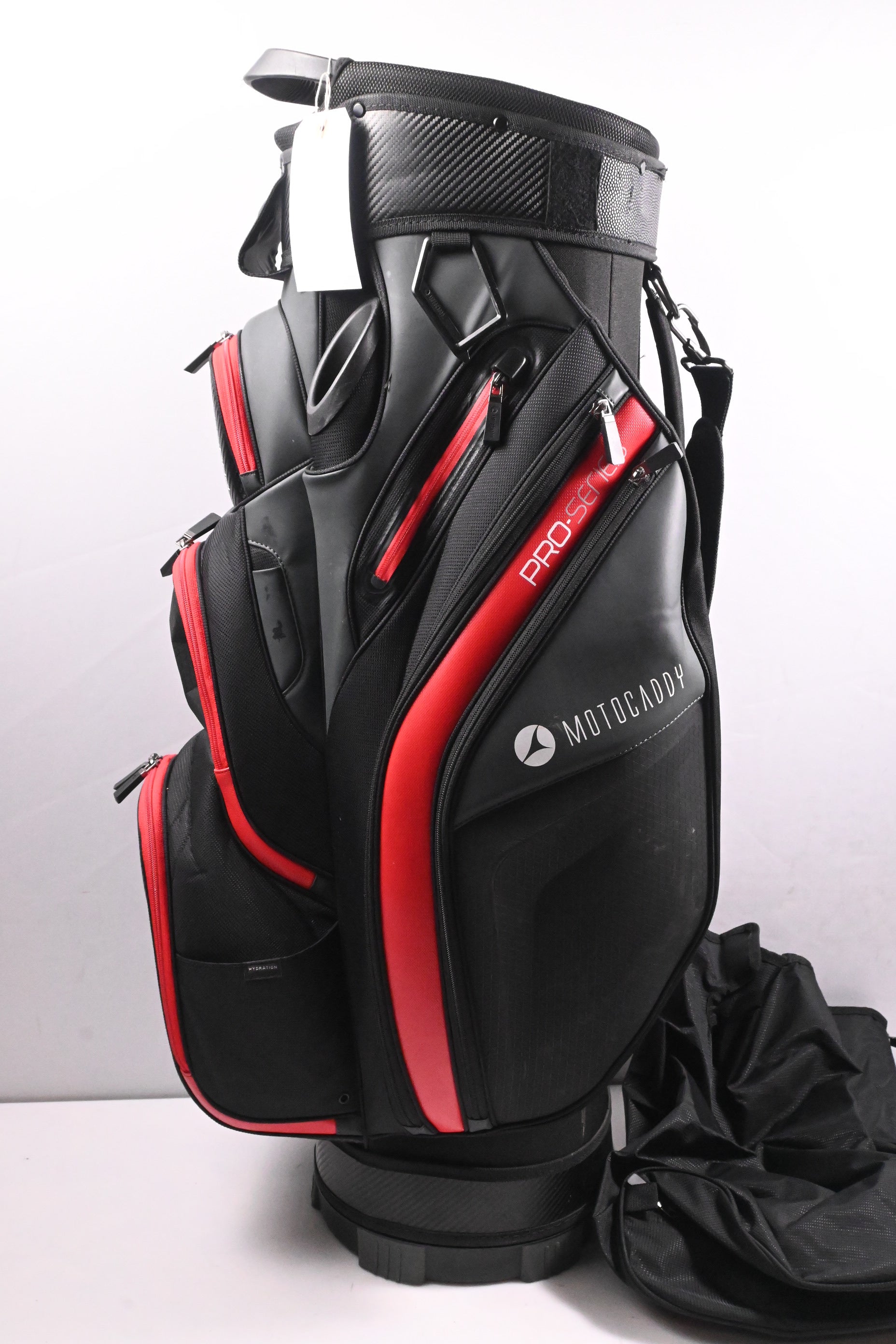 Motocaddy Pro-Series Cart Bag / 14-Way Divider / Black, Red. Grey