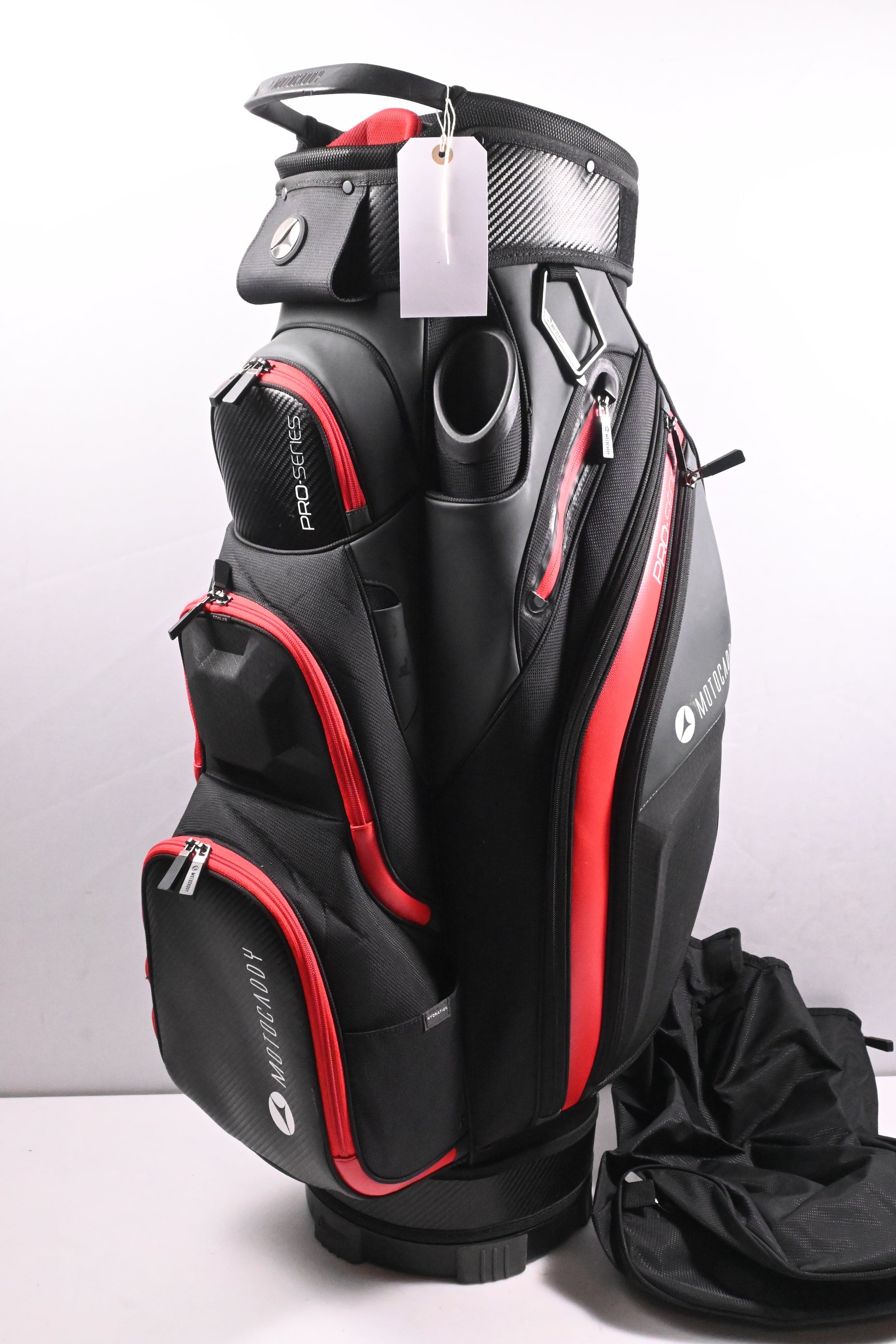 Motocaddy Pro-Series Cart Bag / 14-Way Divider / Black, Red. Grey