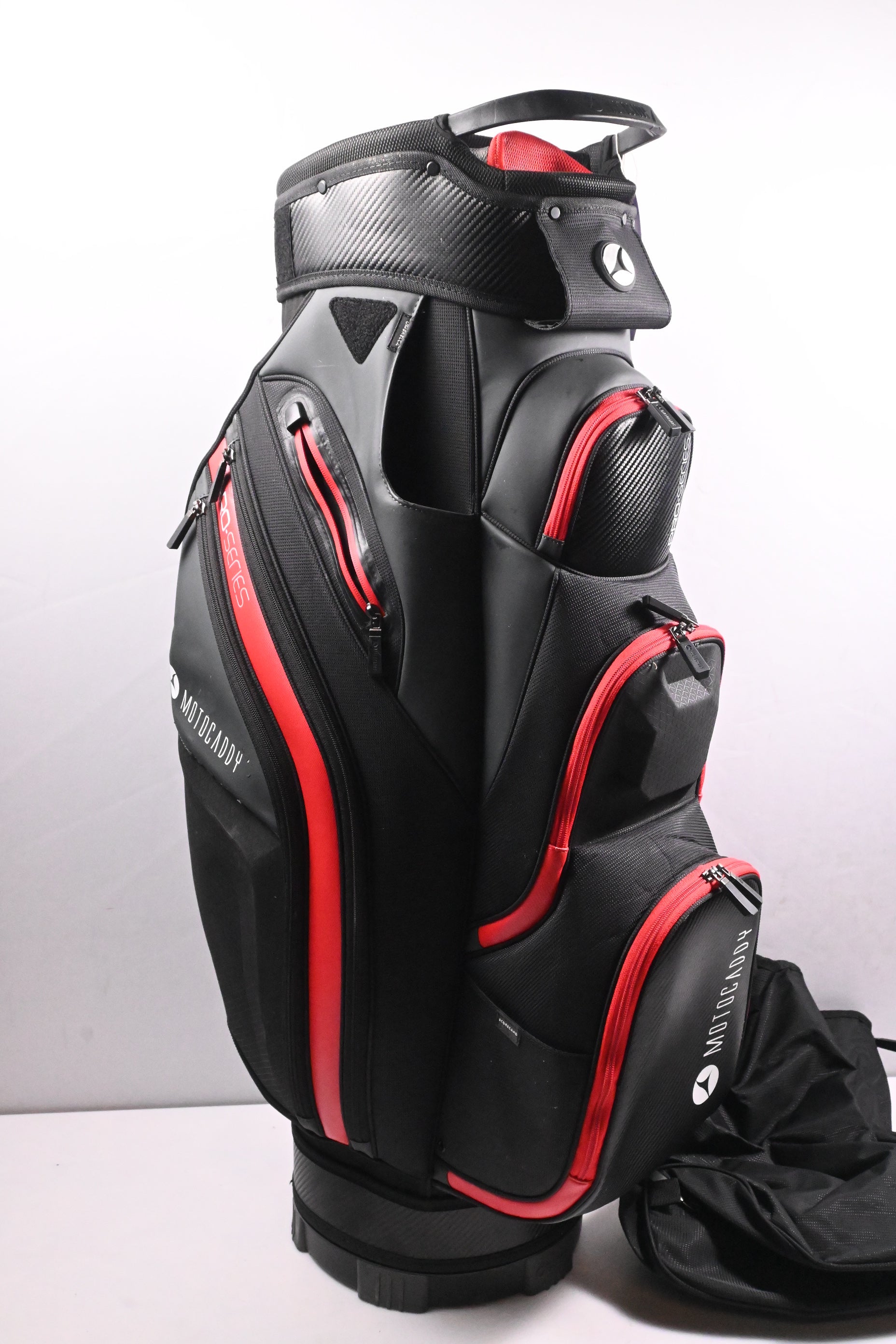 Motocaddy Pro-Series Cart Bag / 14-Way Divider / Black, Red. Grey