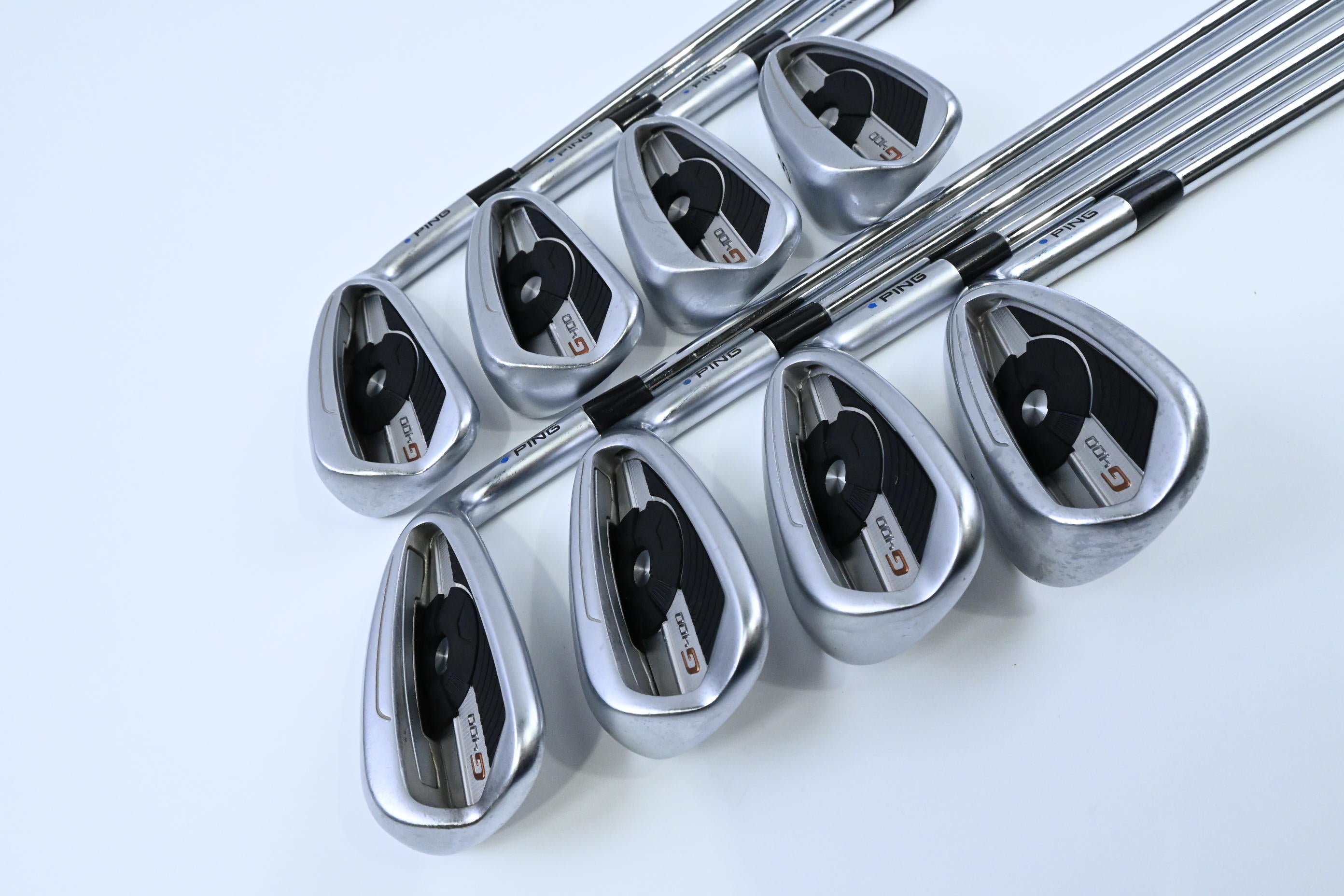 Ping G400 Irons / 5-PW+UW+SW / Blue Dot / Regular Flex Ping AWT 2.0 Shafts