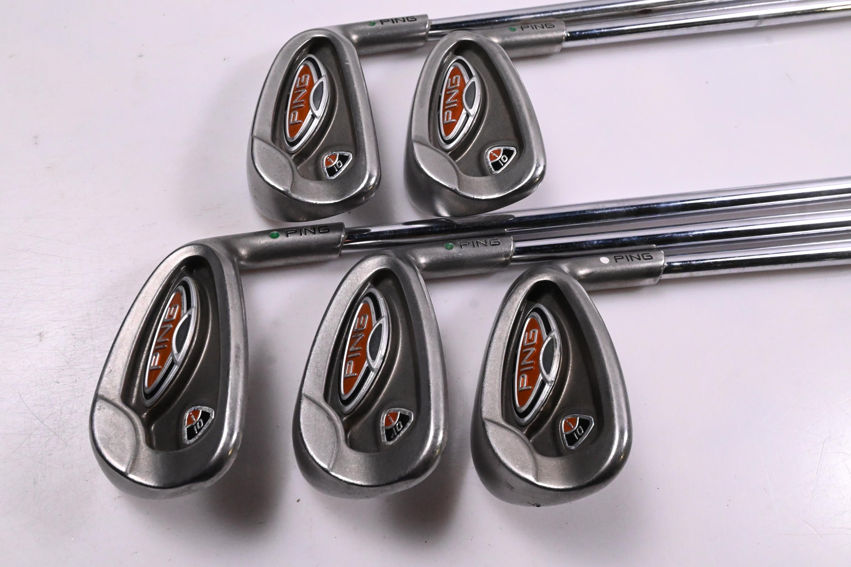 Ping i10 Irons / 7-PW+GW / Green Dot / Regular Flex Ping AWT Steel Shafts