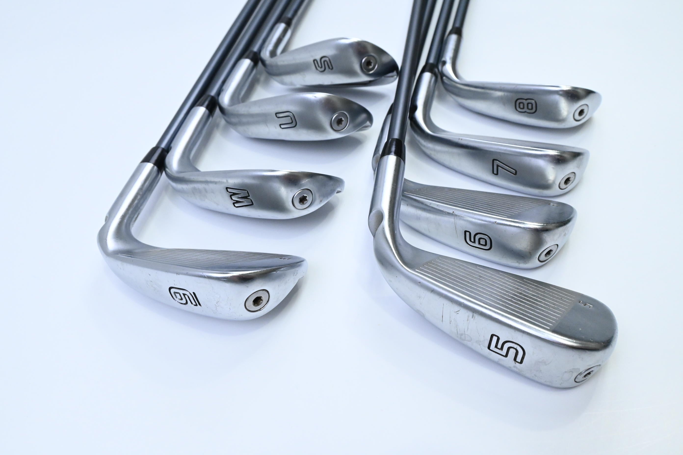 Left Hand Ping G425 Irons / 5-PW+UW+SW / Green Dot / Senior Flex Ping Alta CB