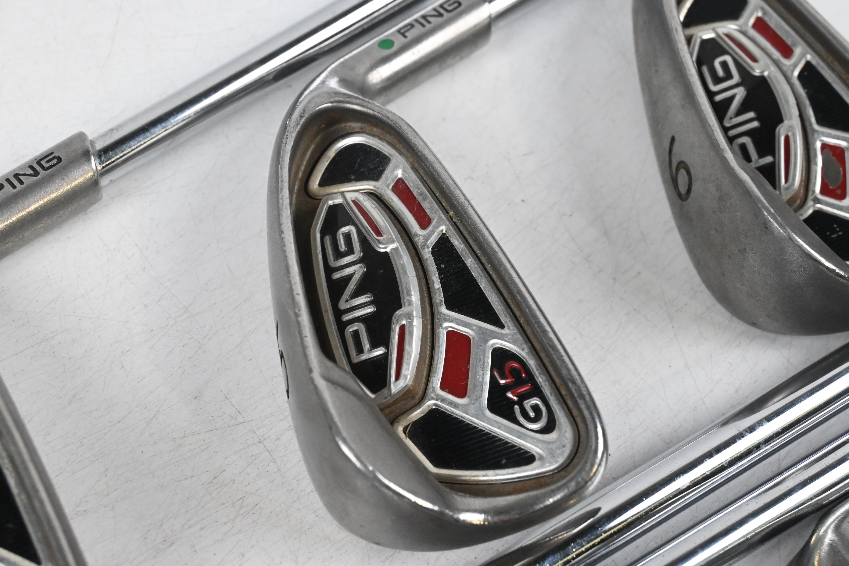 Ping G15 Irons / 4-PW / Green Dot / Regular Flex Ping AWT Shafts