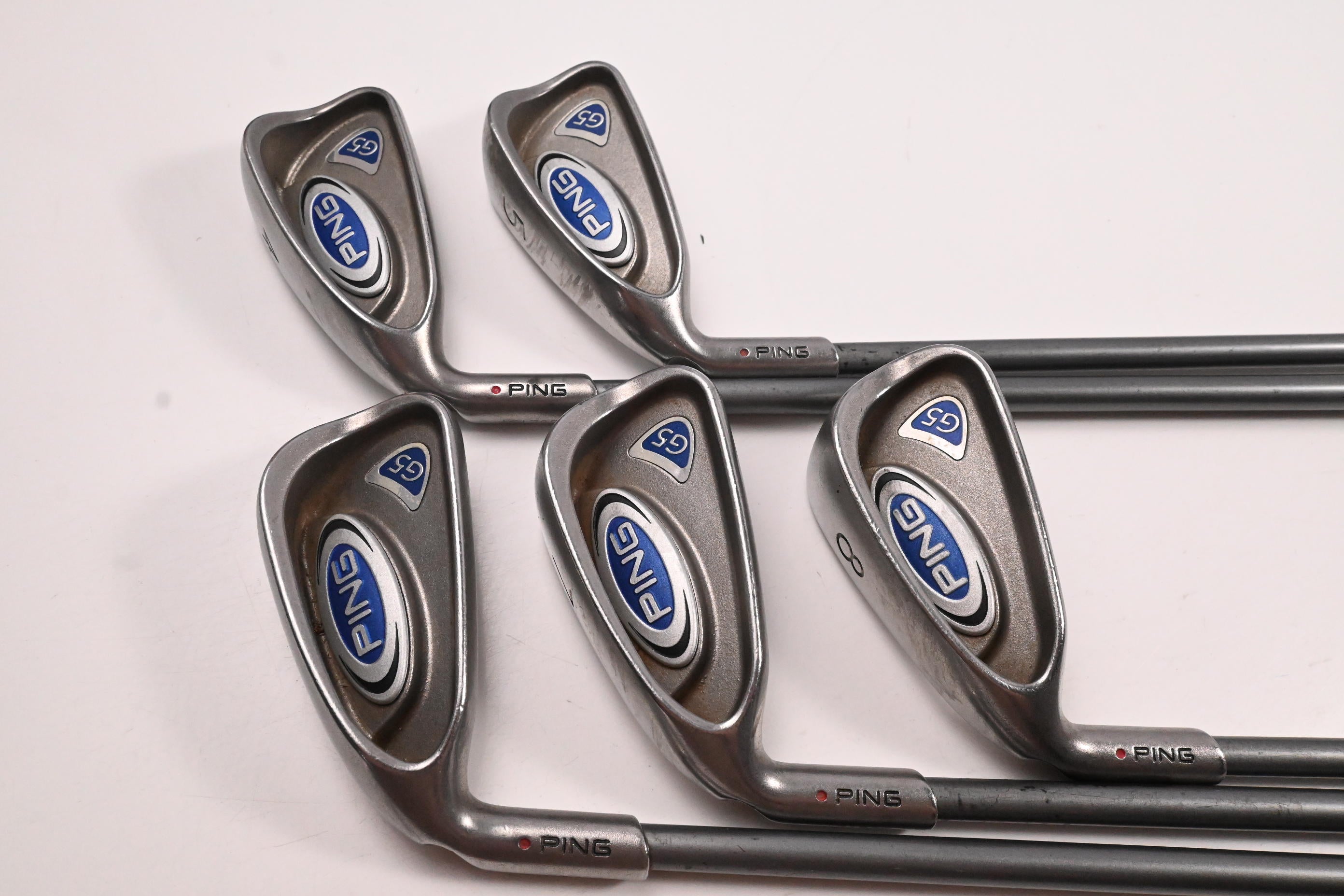 Left Hand Ping G5 Irons / 4-8i / Red Dot / Regular Flex Ping TFC 100 I Shafts