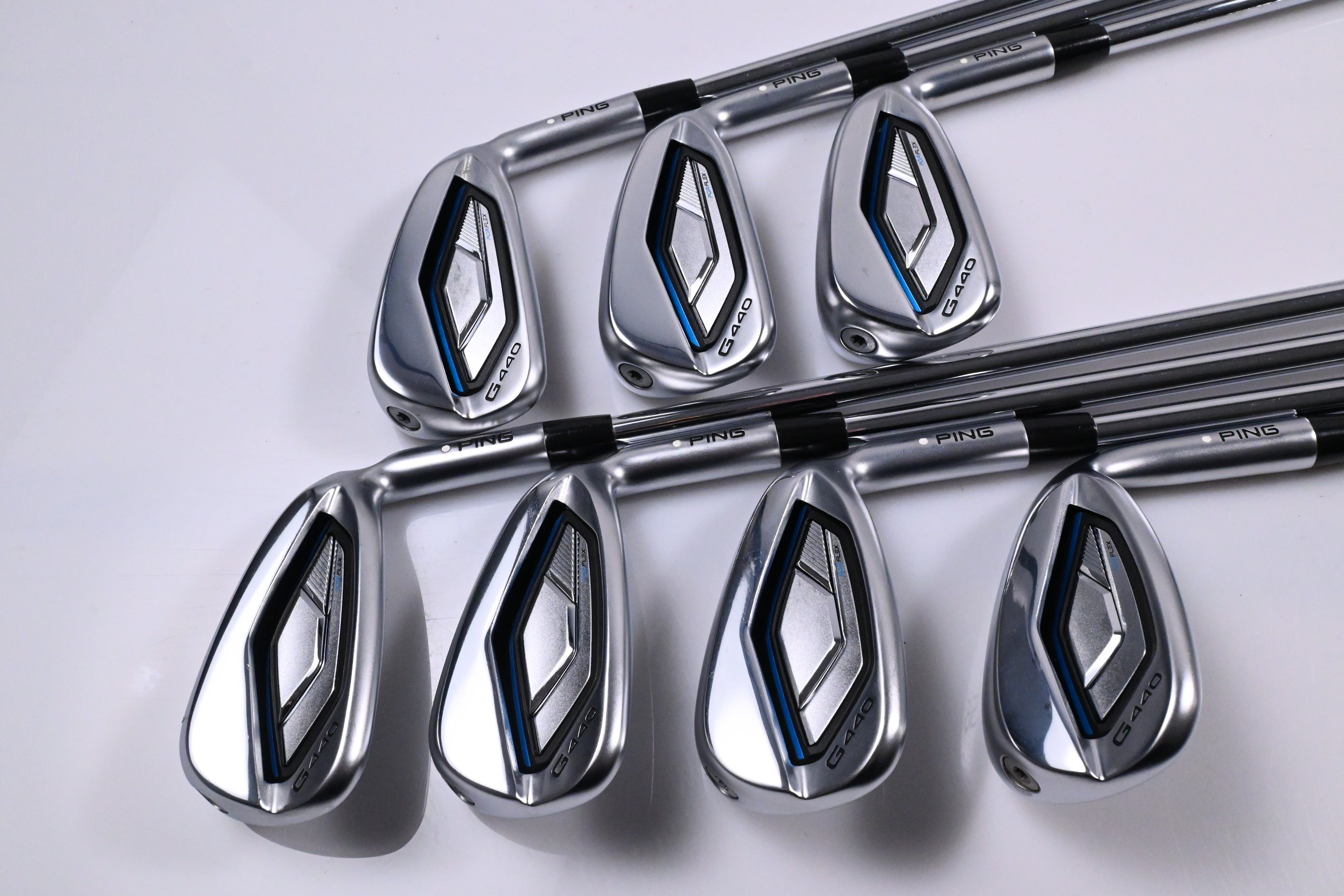 Ping G440 Irons / 5-PW+56° / White Dot / Regular Flex Ping AWT 3.0 Shafts