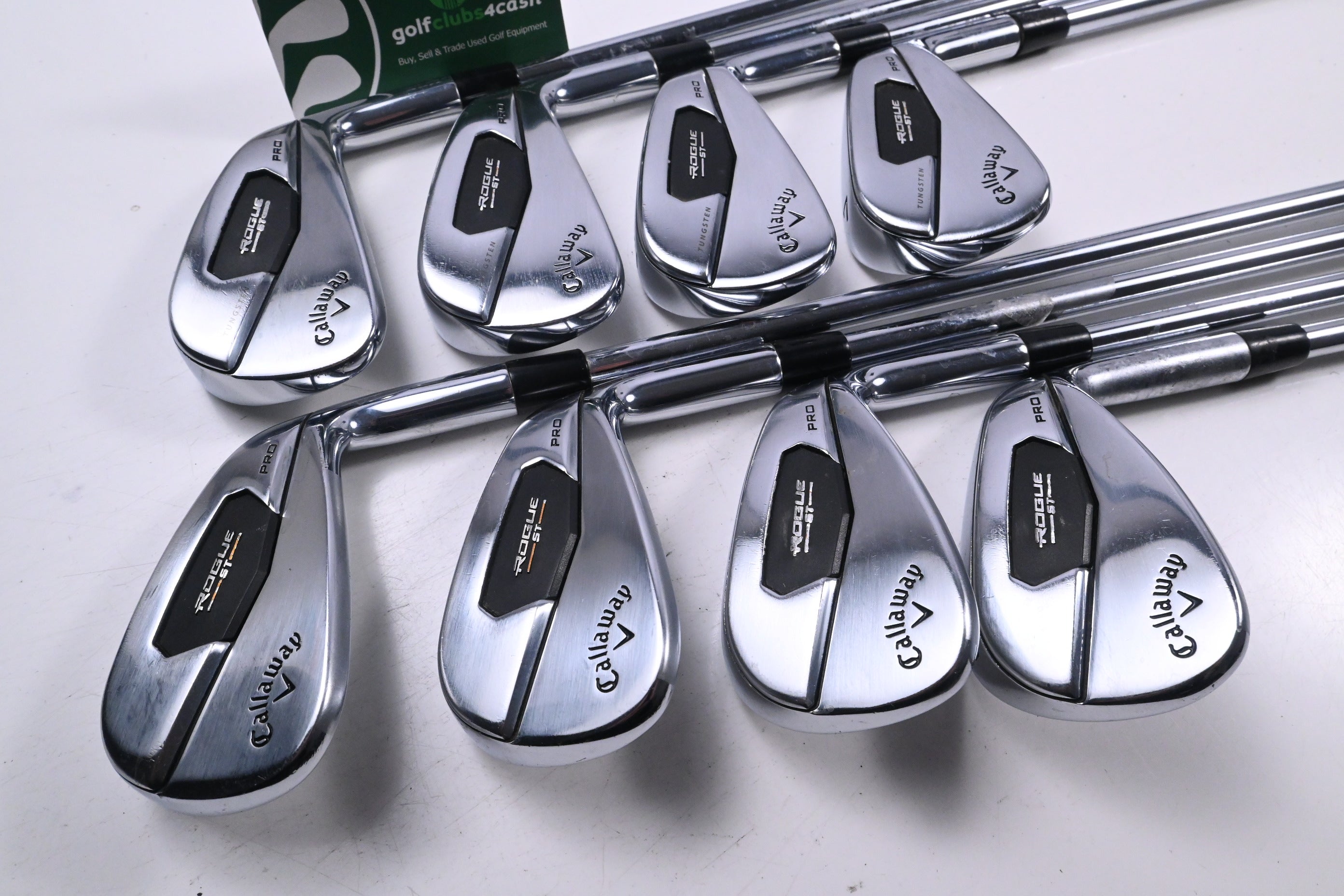 Callaway Rogue ST Pro Irons / 4-PW+AW / Regular+ Flex Rifle Tour Flighted 105