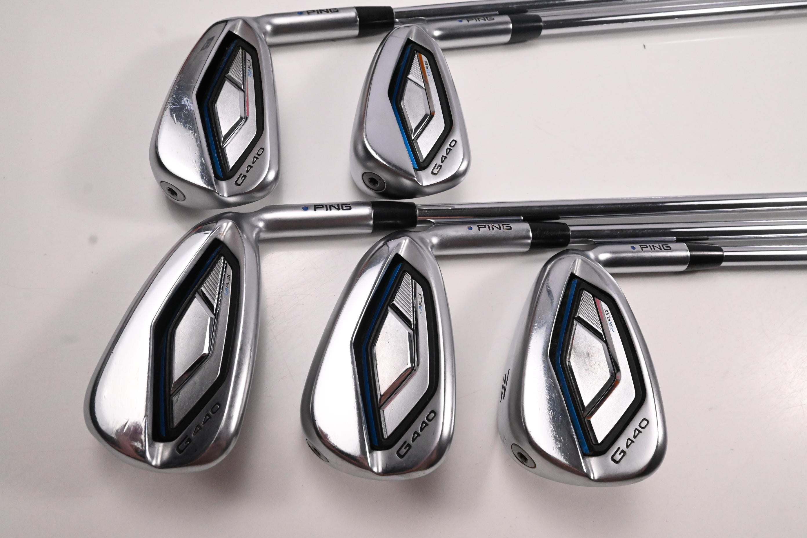 Ping G440 Irons / 6-PW / Blue Dot / Regular Flex Ping AWT 3.0 Shafts