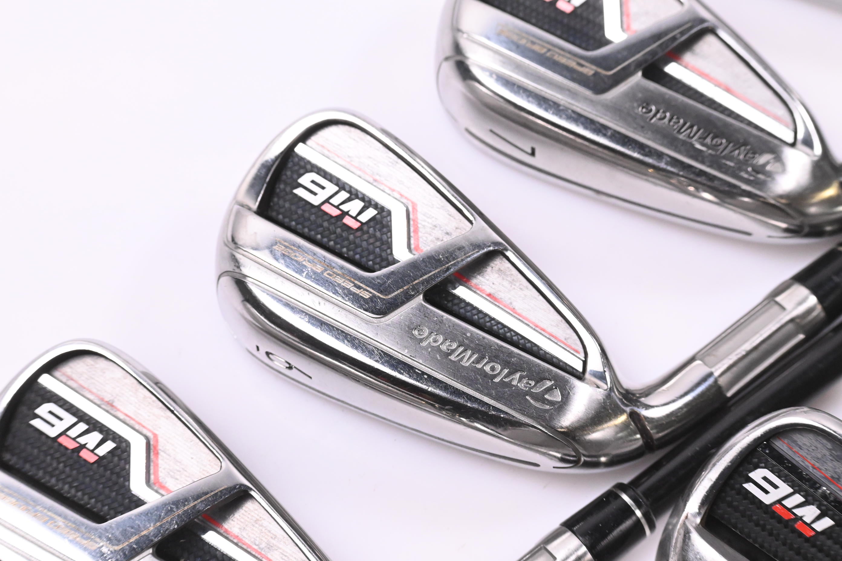 Left Hand Taylormade M6 Irons / 5-PW+GW+SW / Regular Flex Fujikura Atmos Orange