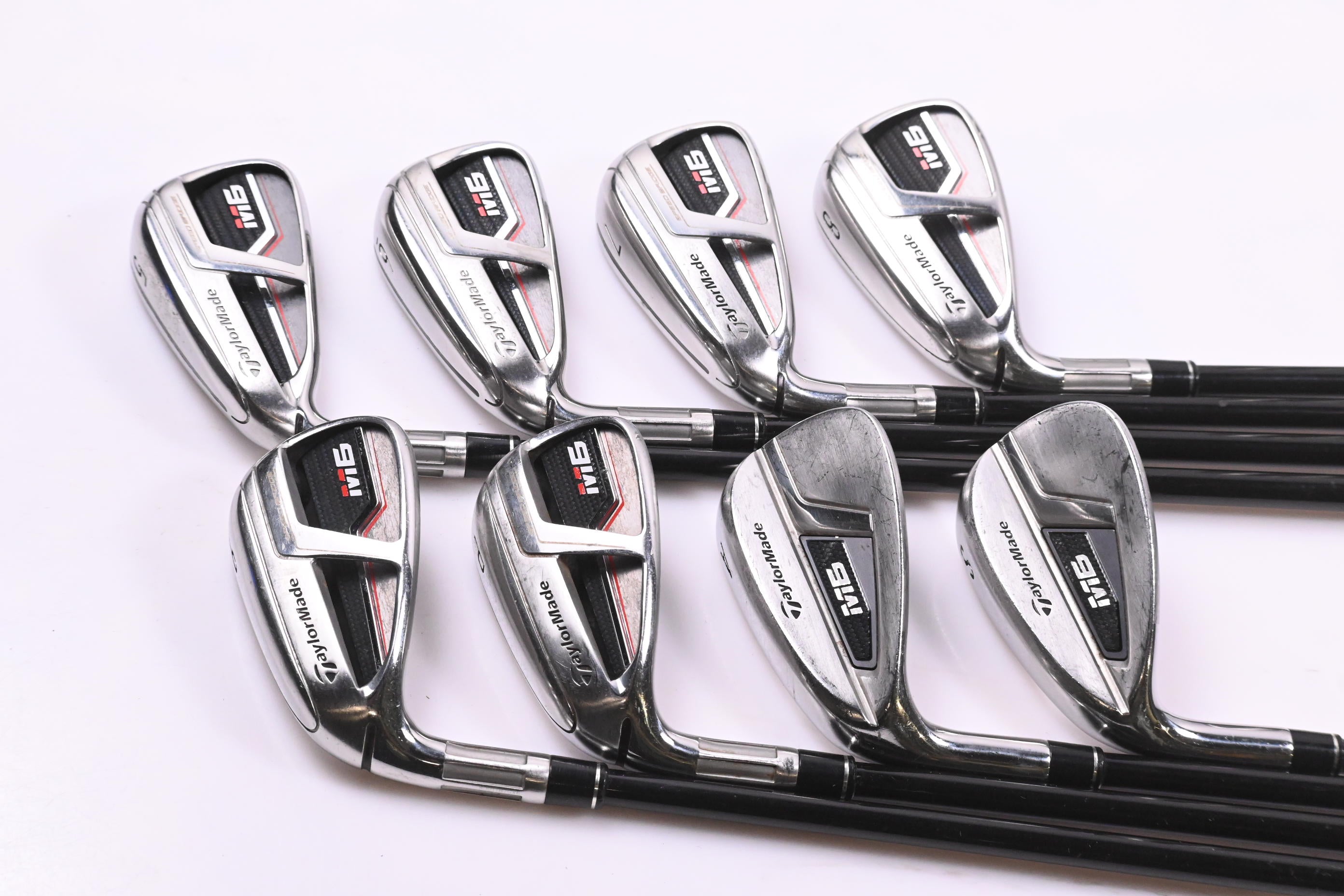 Left Hand Taylormade M6 Irons / 5-PW+GW+SW / Regular Flex Fujikura Atmos Orange