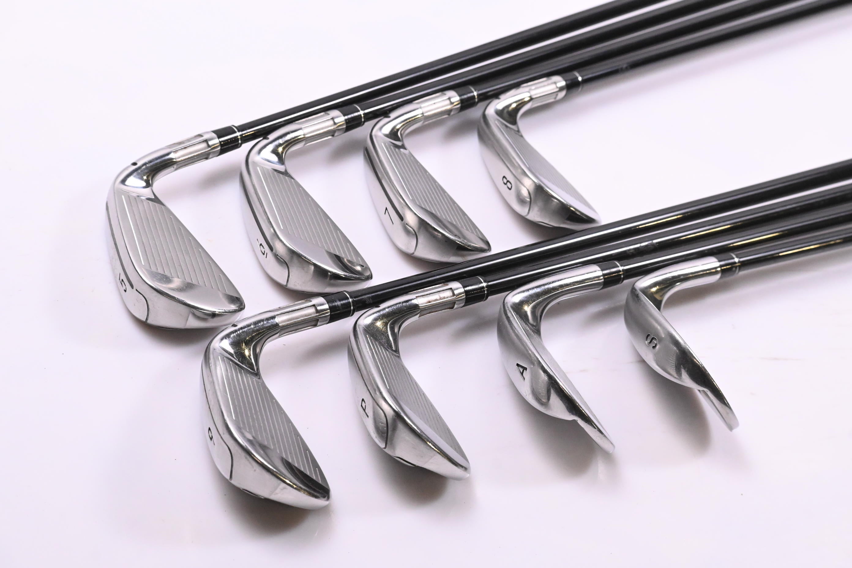 Left Hand Taylormade M6 Irons / 5-PW+GW+SW / Regular Flex Fujikura Atmos Orange